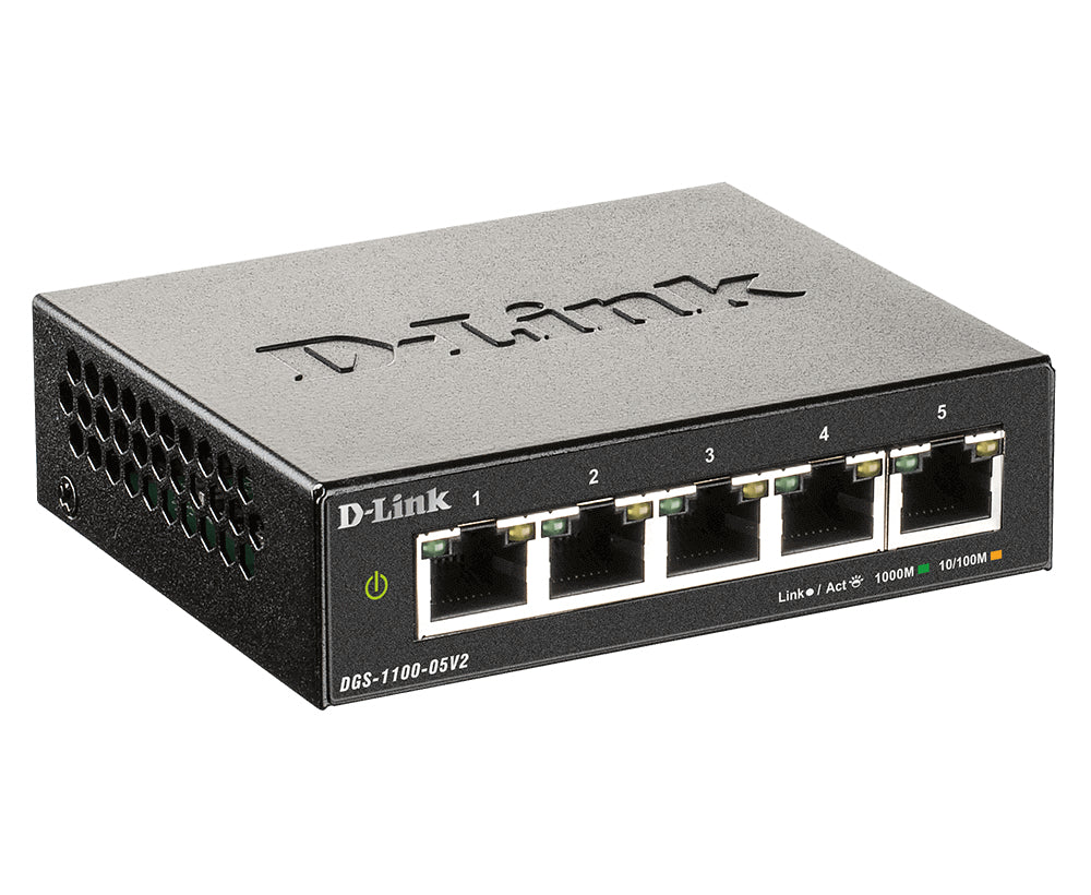 D-Link DGS-1100-05V2/E commutateur réseau Géré L2 Gigabit Ethernet (10/100/1000) Noir