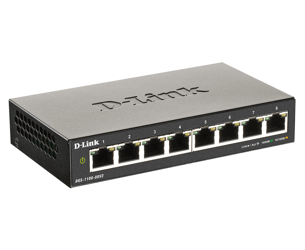 D-Link DGS-1100-08V2 Géré L2 Gigabit Ethernet (10/100/1000) Noir