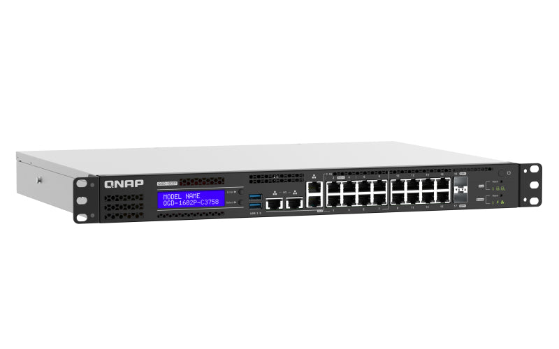 QNAP QGD-1602 Géré L2 Gigabit Ethernet (10/100/1000) 1U Noir, Gris