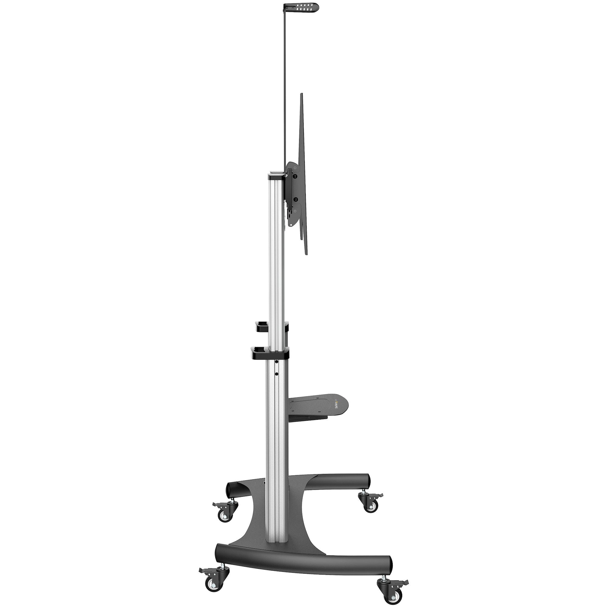 StarTech.com Support Téléviseur Mobile - Chariot Support Télé Robuste Écrans 60-100" 100kg - Support TV Écran Plat sur Pied Roulettes - Hauteur Réglable - Support Télévision Universel avec Étagères