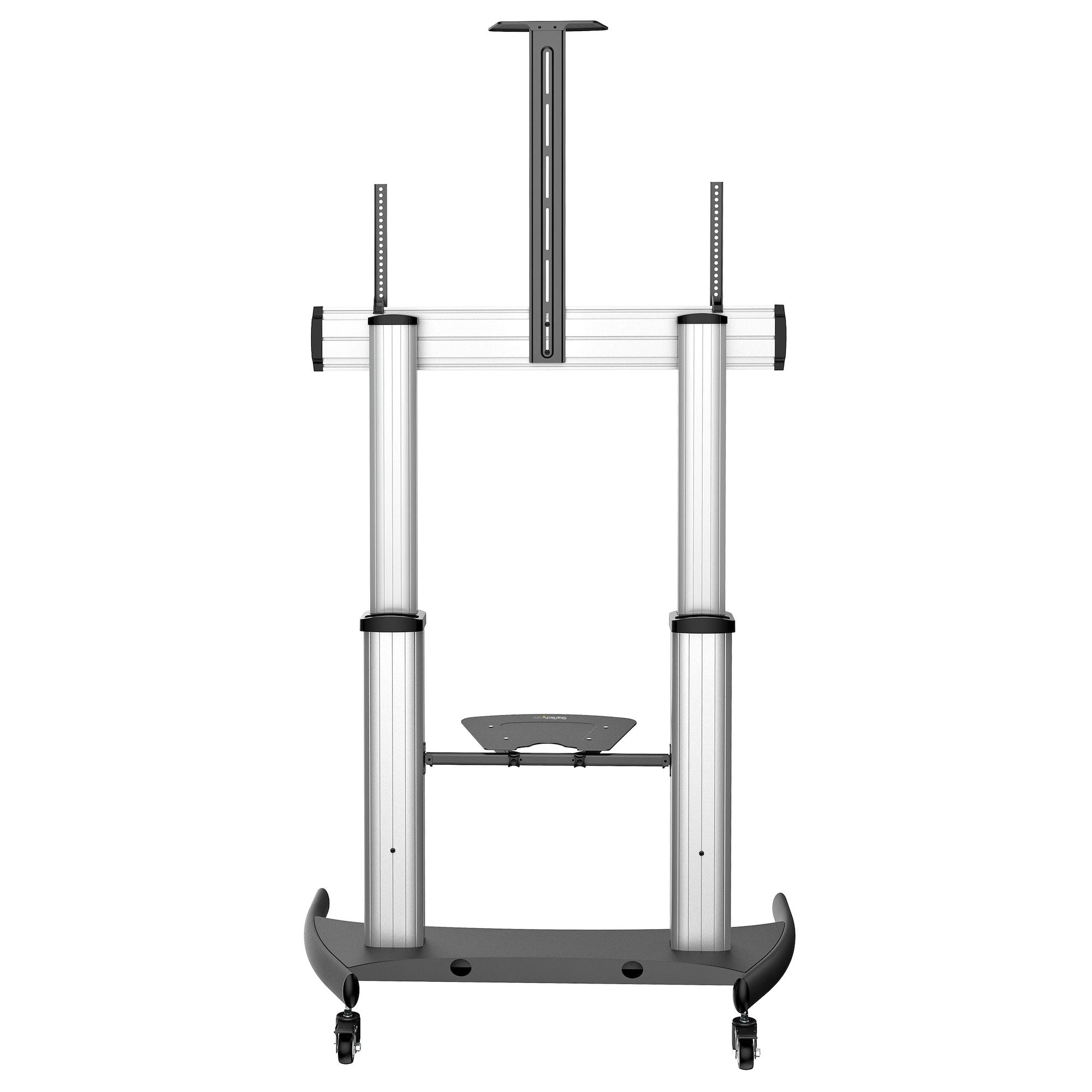 StarTech.com Support Téléviseur Mobile - Chariot Support Télé Robuste Écrans 60-100" 100kg - Support TV Écran Plat sur Pied Roulettes - Hauteur Réglable - Support Télévision Universel avec Étagères