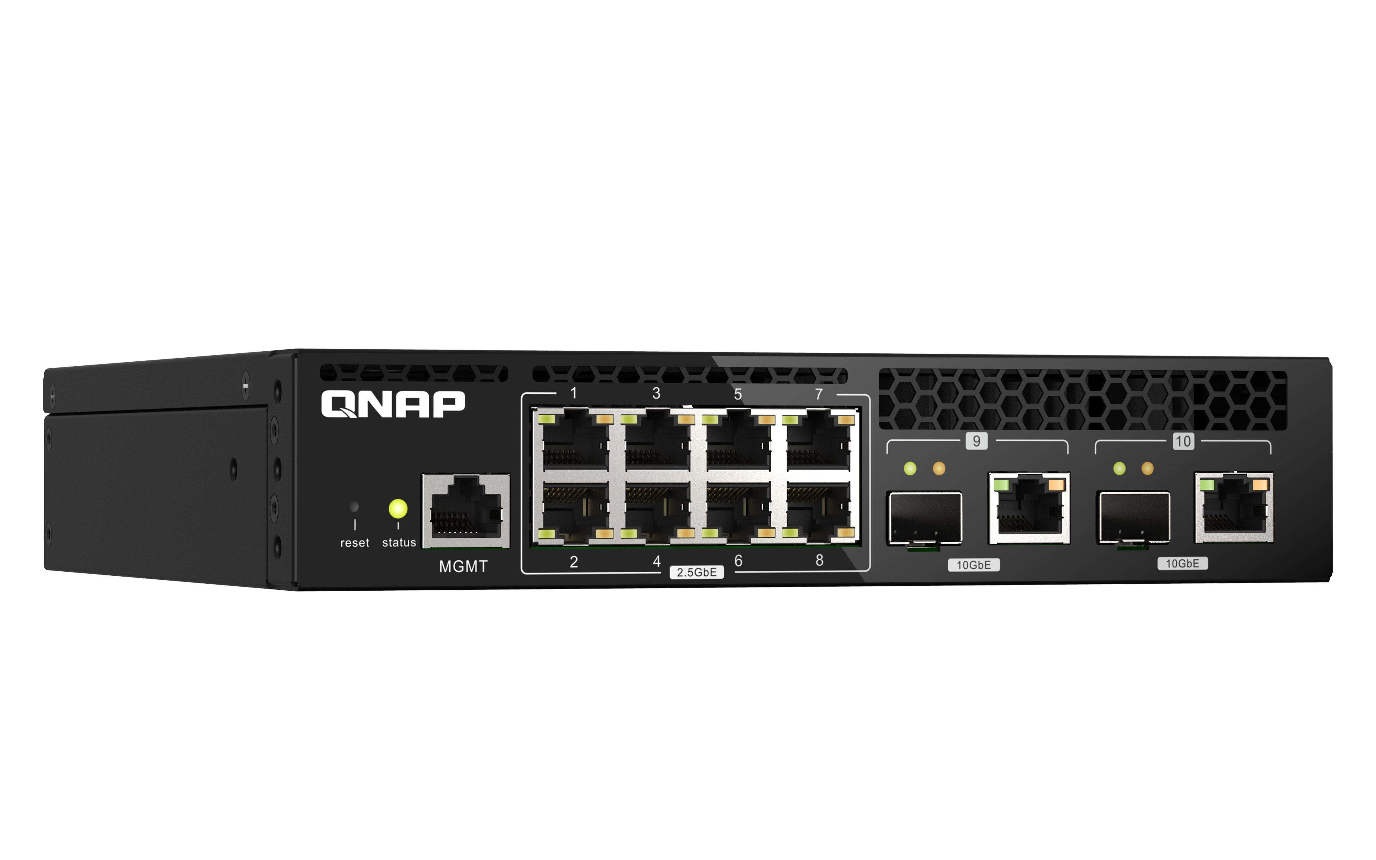 QNAP QSW-M2108R-2C commutateur réseau Géré L2 2.5G Ethernet (100/1000/2500) Connexion Ethernet, supportant l'alimentation via ce port (PoE) Noir