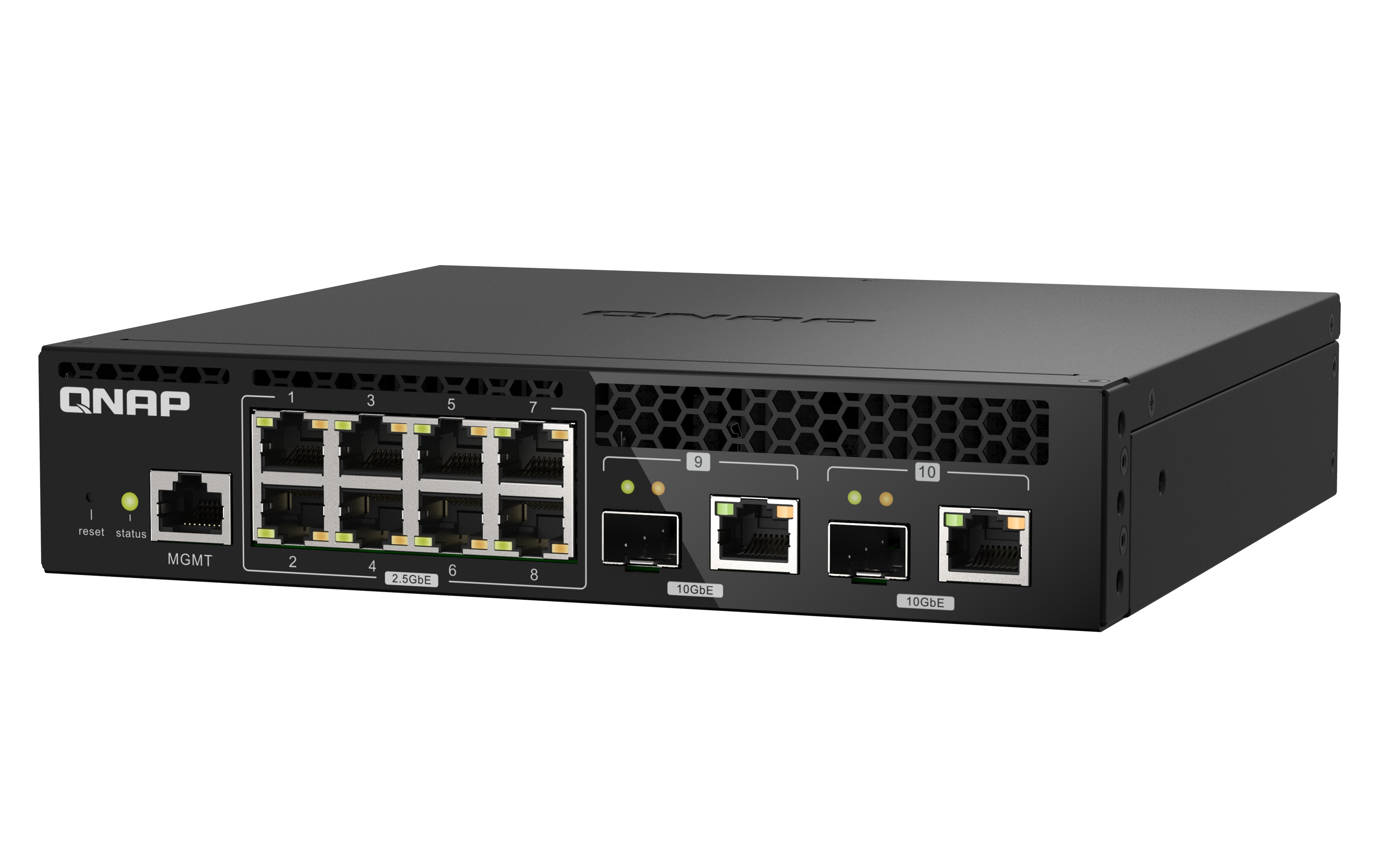 QNAP QSW-M2108R-2C commutateur réseau Géré L2 2.5G Ethernet (100/1000/2500) Connexion Ethernet, supportant l'alimentation via ce port (PoE) Noir