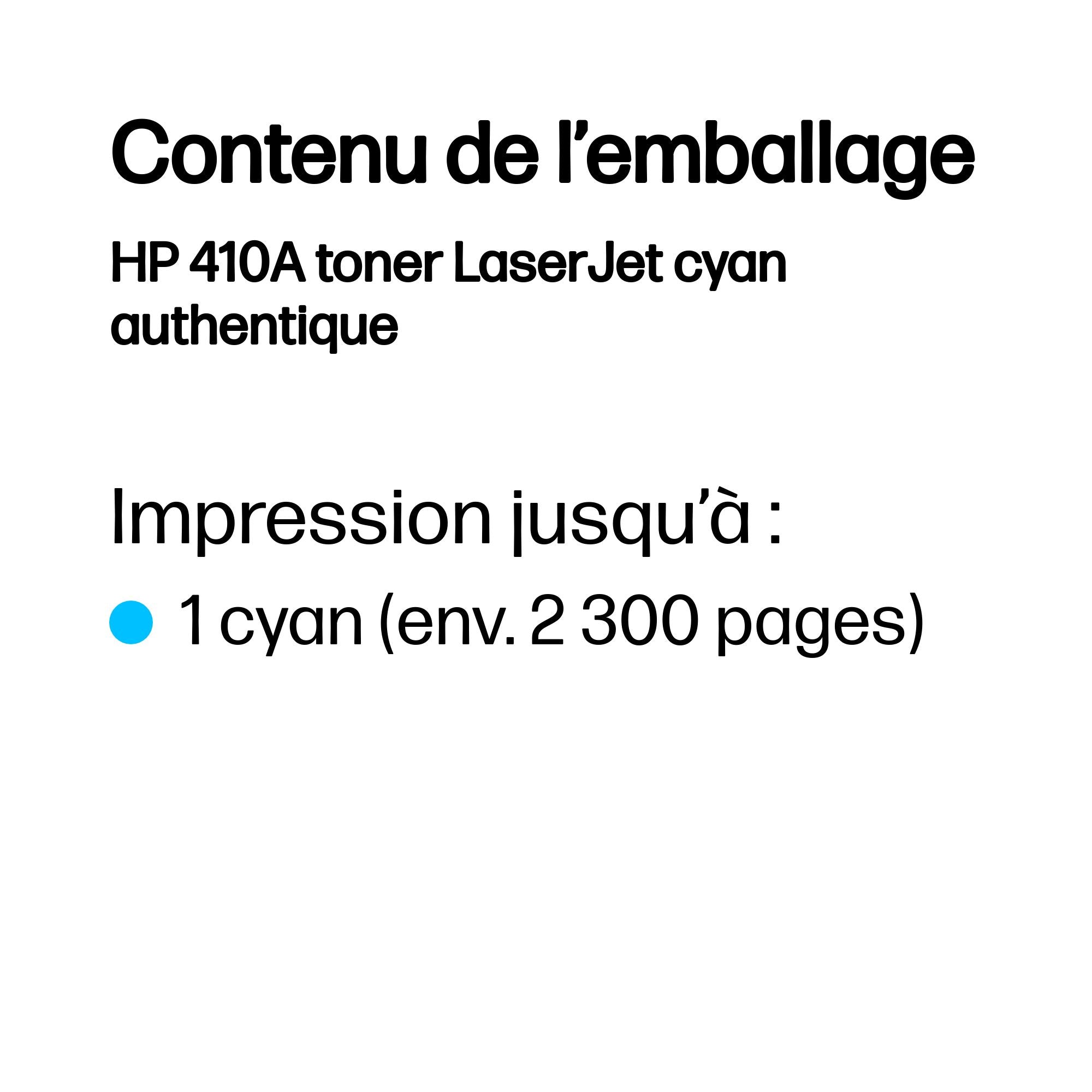 HP 410A toner LaserJet cyan authentique