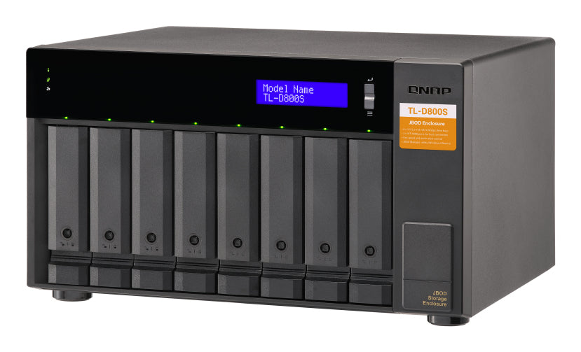 QNAP TL-D800S Boîtier de disques de stockage Boîtier disque dur/SSD Noir, Gris 2.5/3.5"