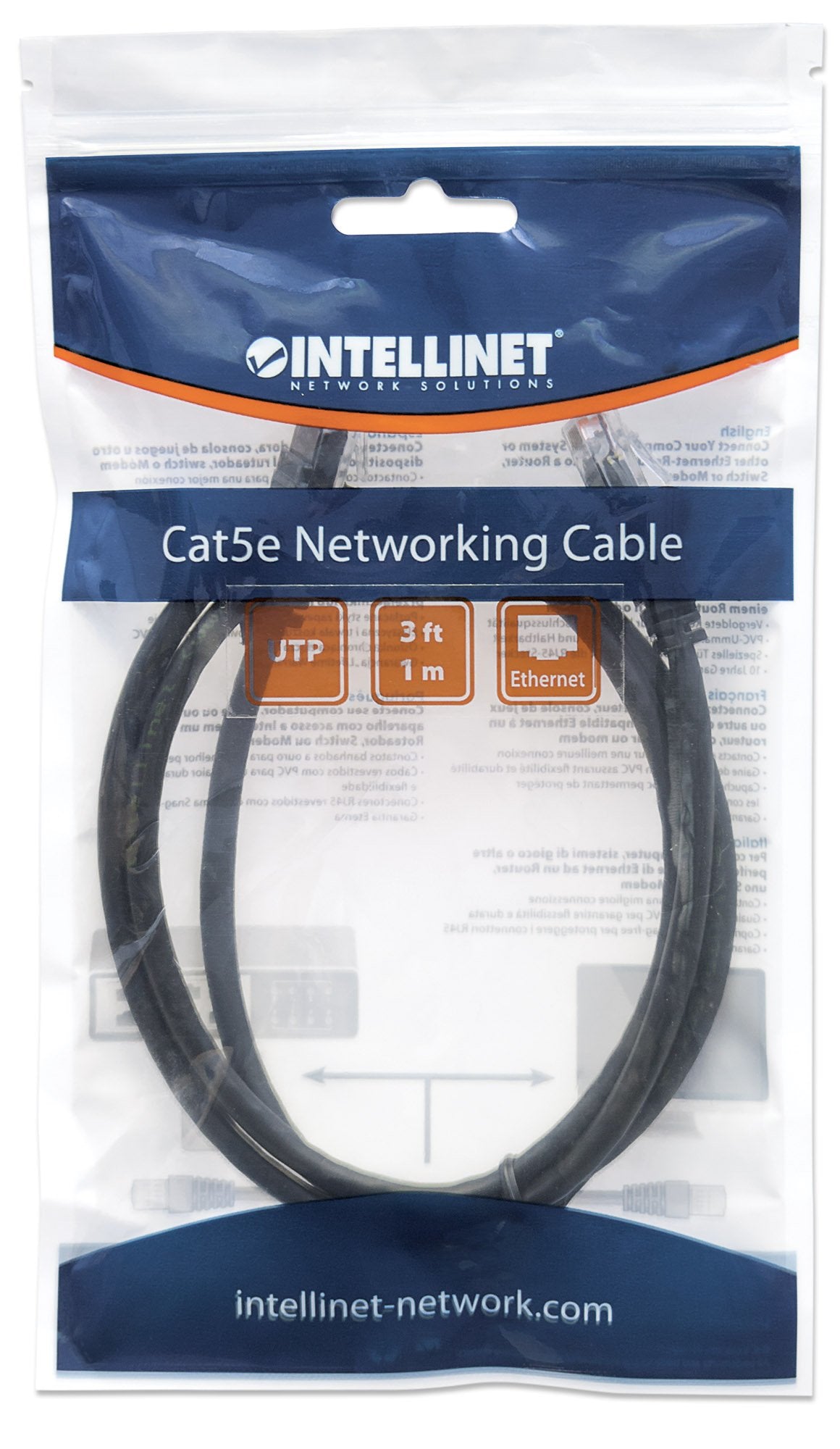 Intellinet 320740 câble de réseau Noir 1 m Cat5e U/UTP (UTP)