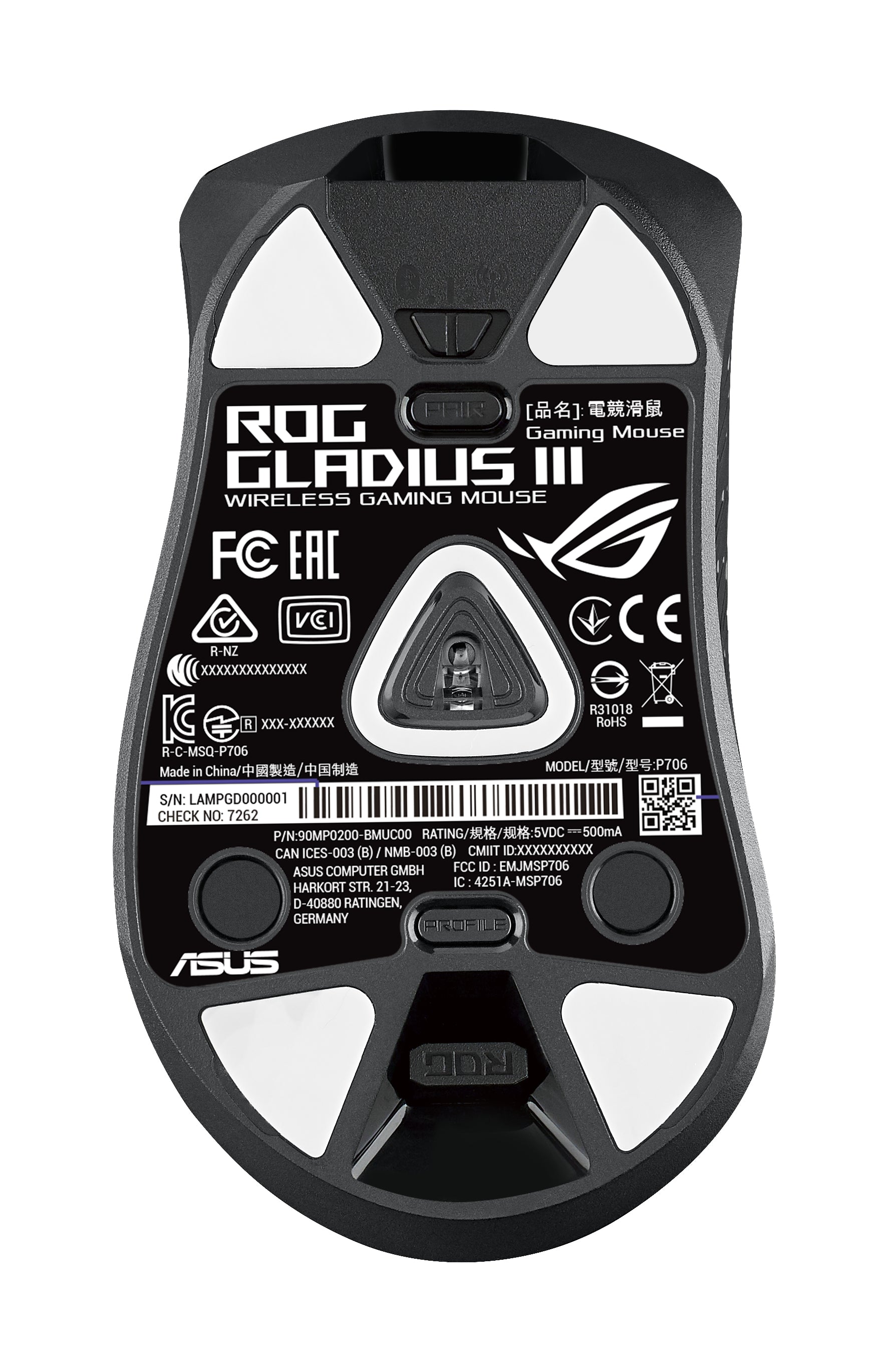 ASUS ROG Gladius III souris Jouer Droitier USB Type-A Optique 19000 DPI