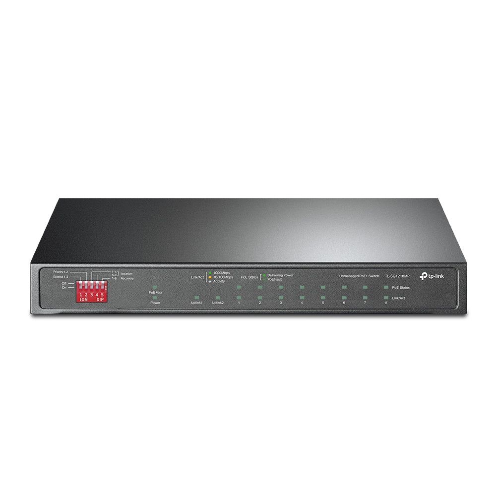 TP-Link TL-SG1210MP commutateur réseau Non-géré Gigabit Ethernet (10/100/1000) Connexion Ethernet, supportant l'alimentation via ce port (PoE) Noir