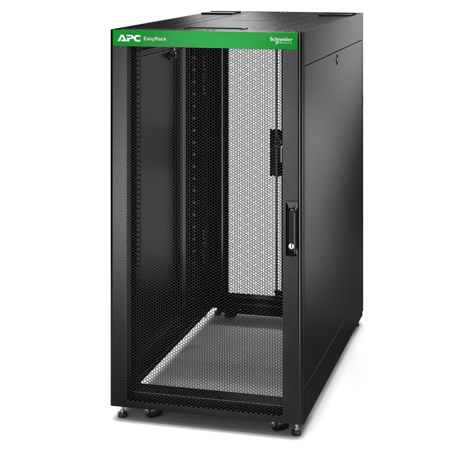 APC Baie EasyRack 600mm/24U/1000mm avec toit, panneau latéral, roulettes, noir