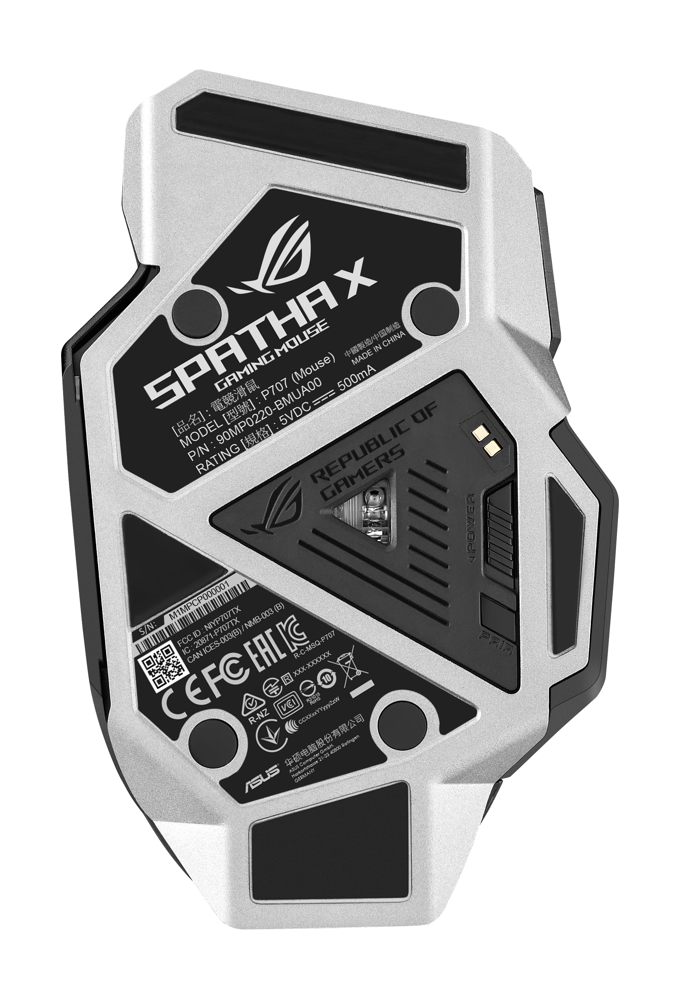 ASUS ROG Spatha X souris Gaming Droitier RF Wireless + USB Type-C Optique 19000 DPI