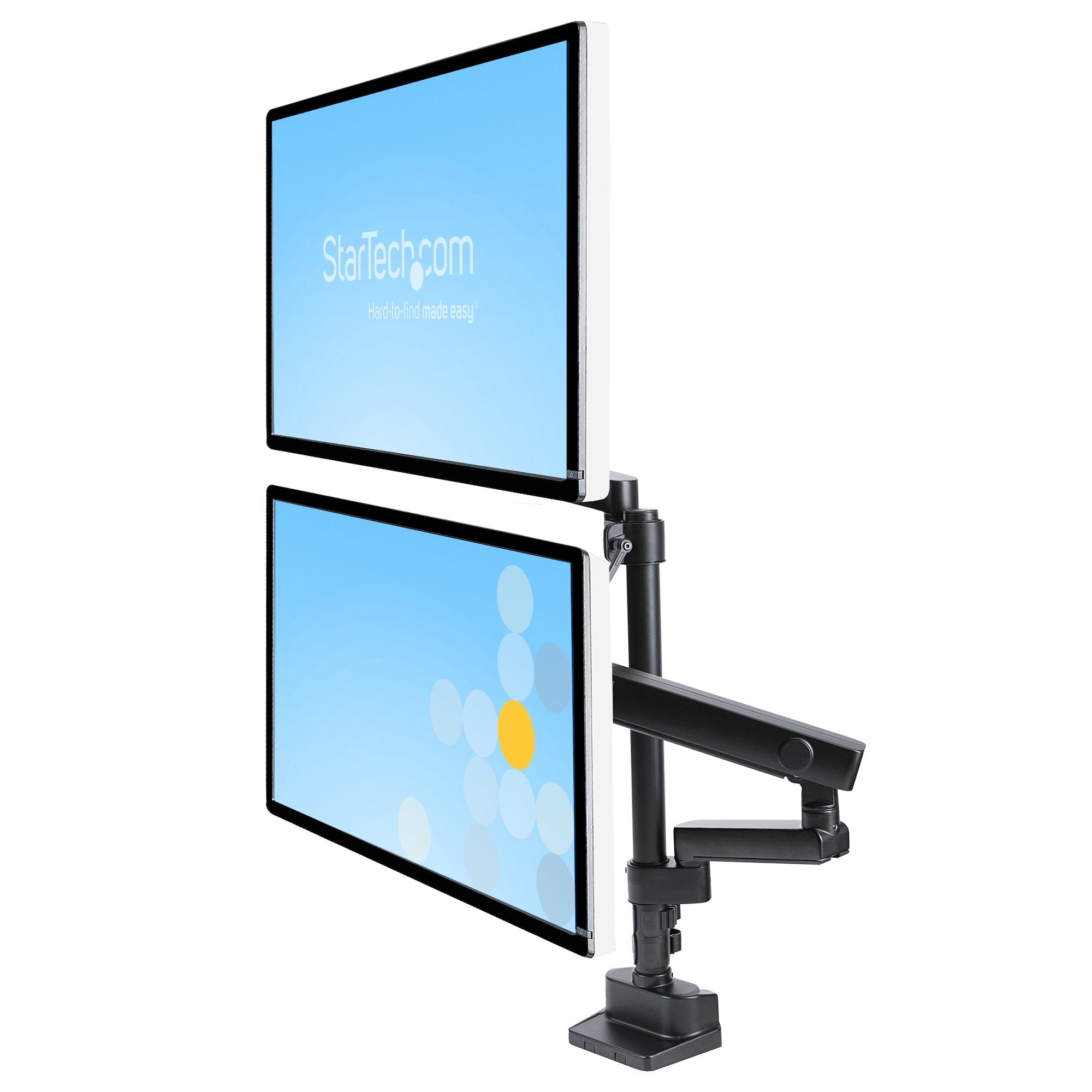 StarTech.com Support Double Écran PC - Bras Double Moniteur VESA - 32" 8kg - Empilables Verticalement - Porte 2 Écrans Hauteur Réglable/Articulé - Fixation Pince/Sillet