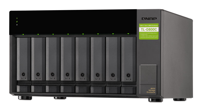 QNAP TL-D800C Boîtier de disques de stockage Boîtier disque dur/SSD Noir, Gris 2.5/3.5"