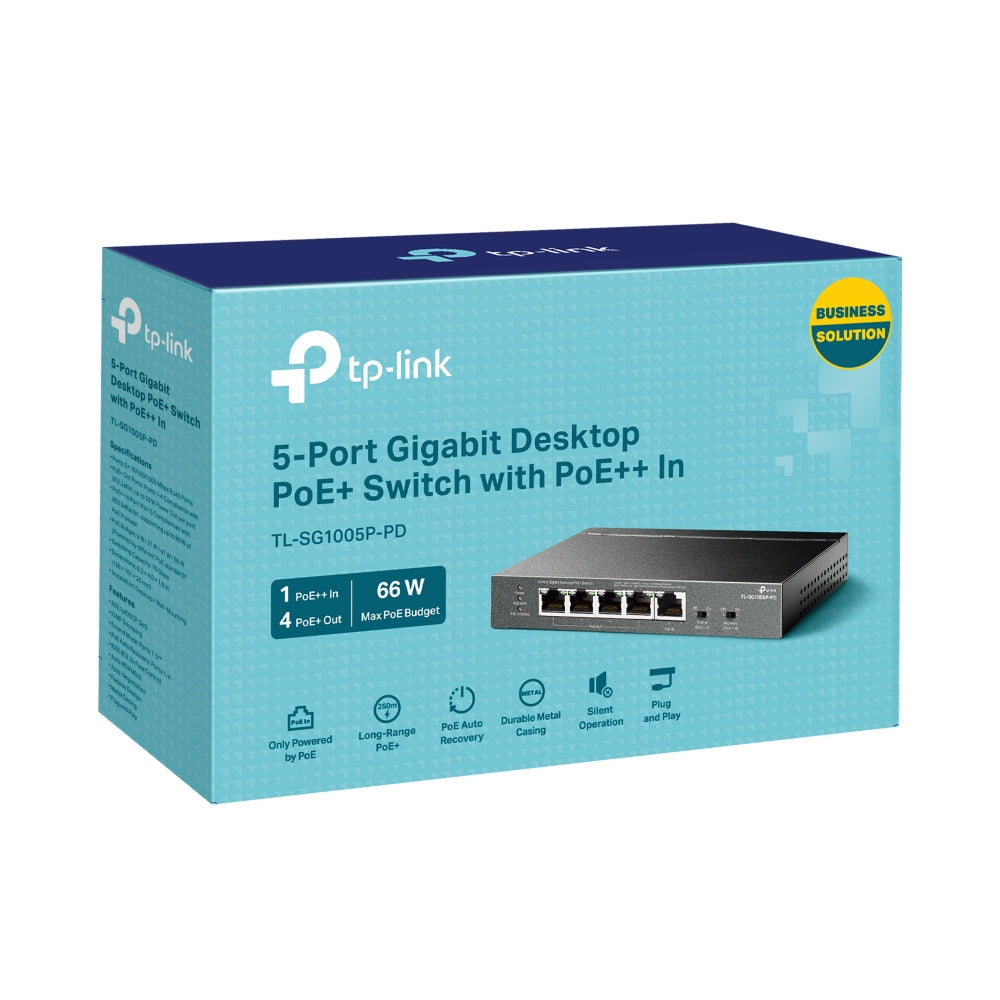 TP-Link TL-SG1005P-PD commutateur réseau Gigabit Ethernet (10/100/1000) Connexion Ethernet, supportant l'alimentation via ce port (PoE) Noir