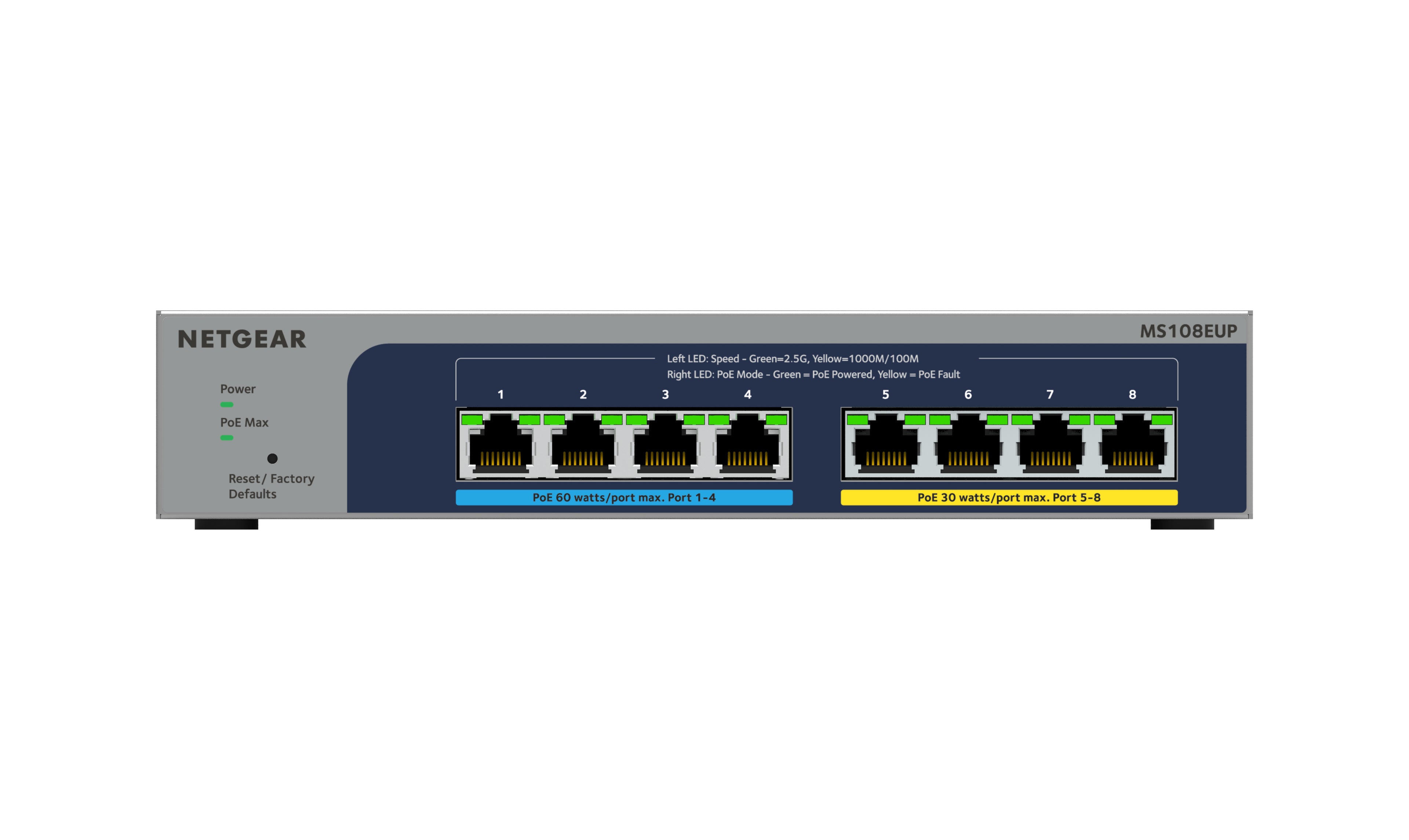NETGEAR 8-port Ultra60 PoE++ Multi-Gigabit (2.5G) Ethernet Plus Switch Géré L2/L3 2.5G Ethernet (100/1000/2500) Connexion Ethernet, supportant l'alimentation via ce port (PoE) Gris