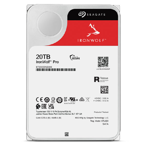 Seagate IronWolf Pro ST20000NT001 disque dur 20 To 7200 tr/min 256 Mo 3.5"