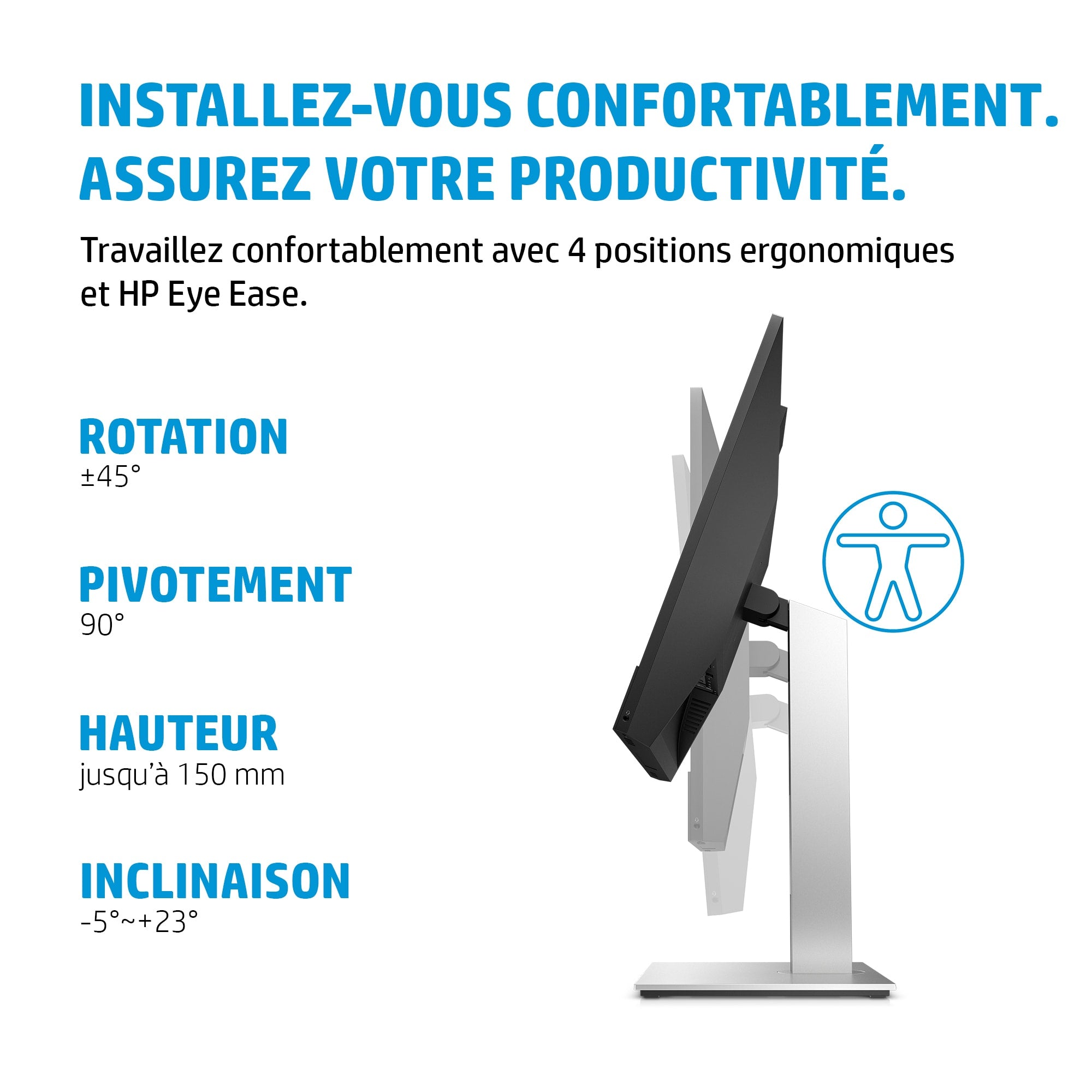 HP E24m G4 écran plat de PC 60,5 cm (23.8") 1920 x 1080 pixels Full HD Noir, Argent
