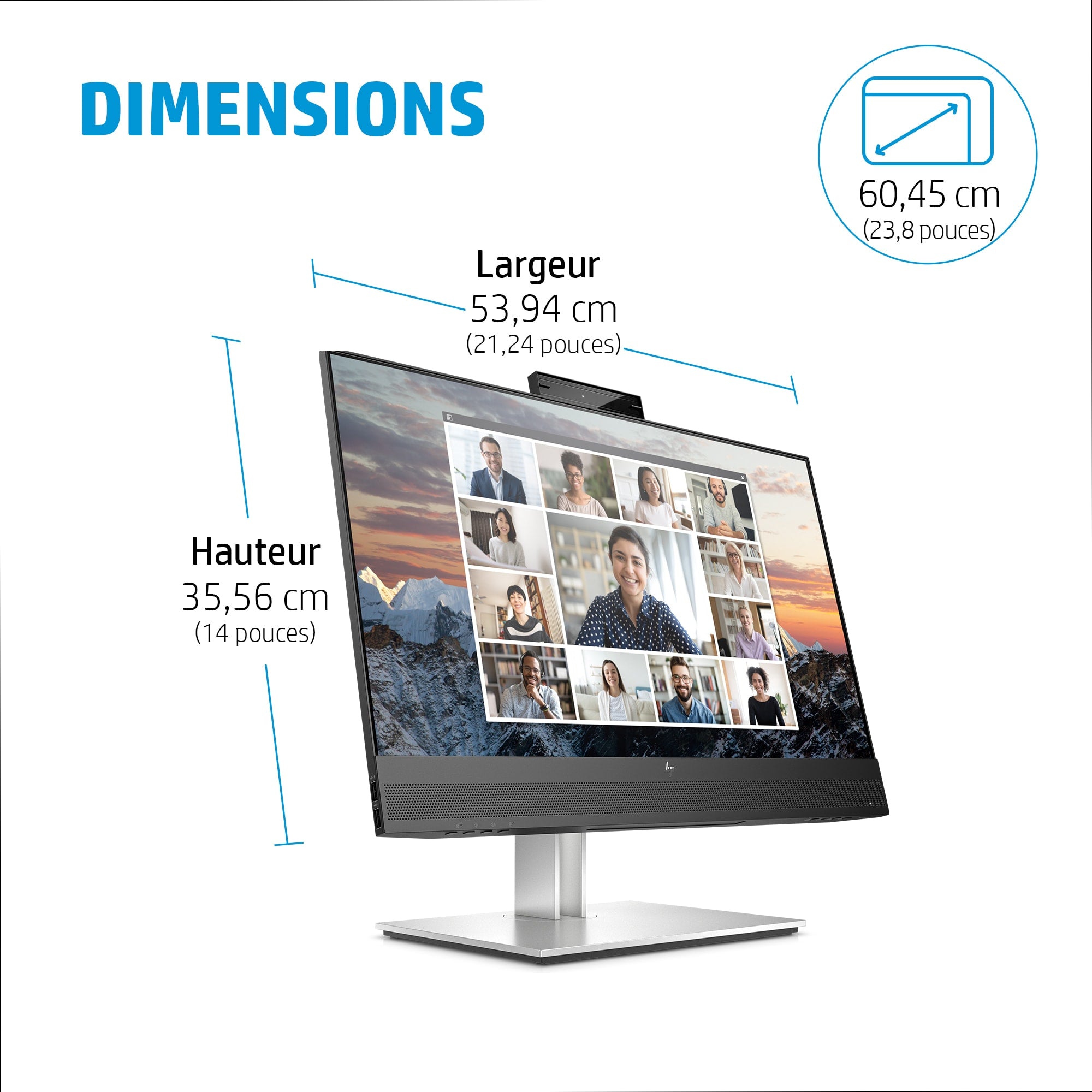 HP E24m G4 écran plat de PC 60,5 cm (23.8") 1920 x 1080 pixels Full HD Noir, Argent