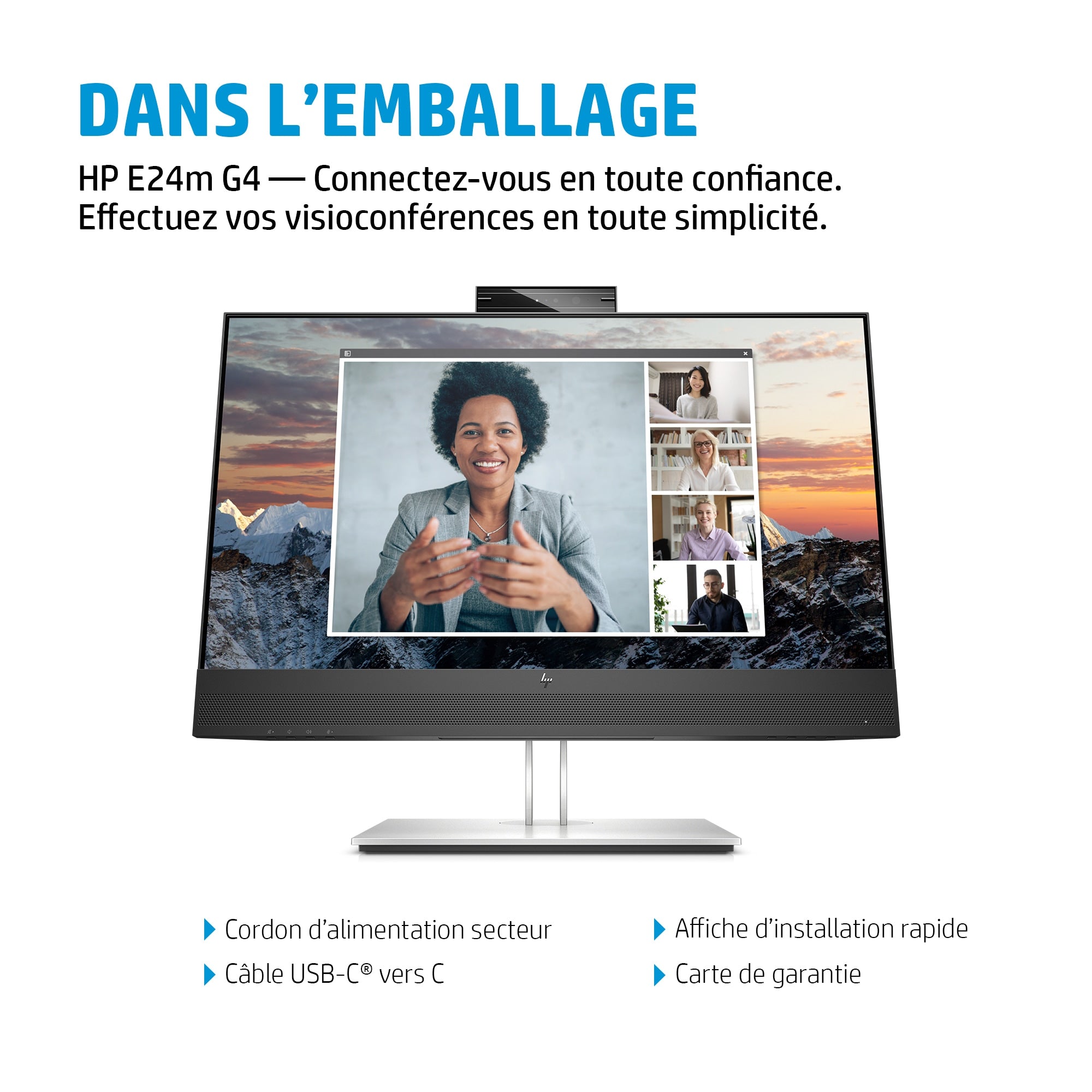 HP E24m G4 écran plat de PC 60,5 cm (23.8") 1920 x 1080 pixels Full HD Noir, Argent