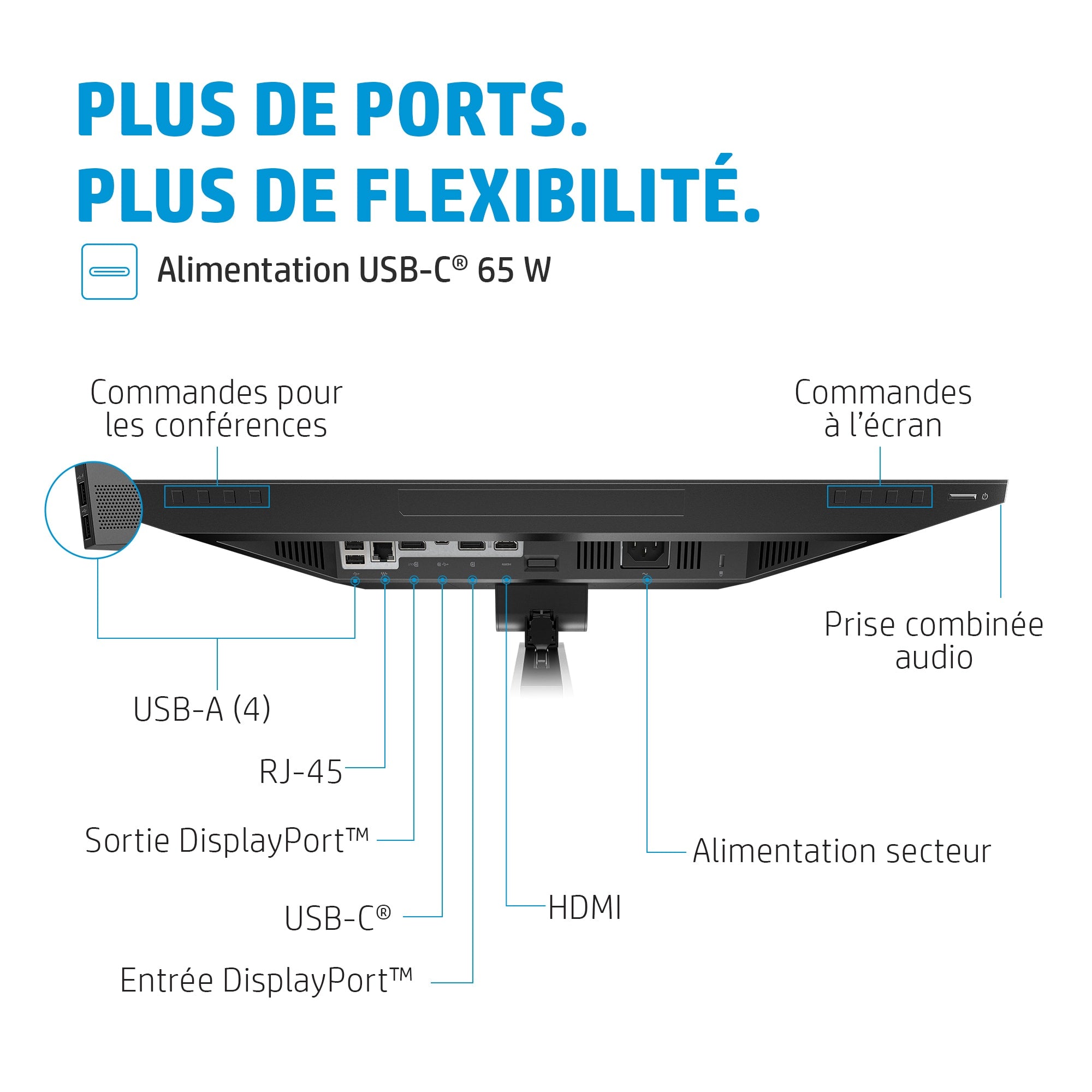 HP E24m G4 écran plat de PC 60,5 cm (23.8") 1920 x 1080 pixels Full HD Noir, Argent