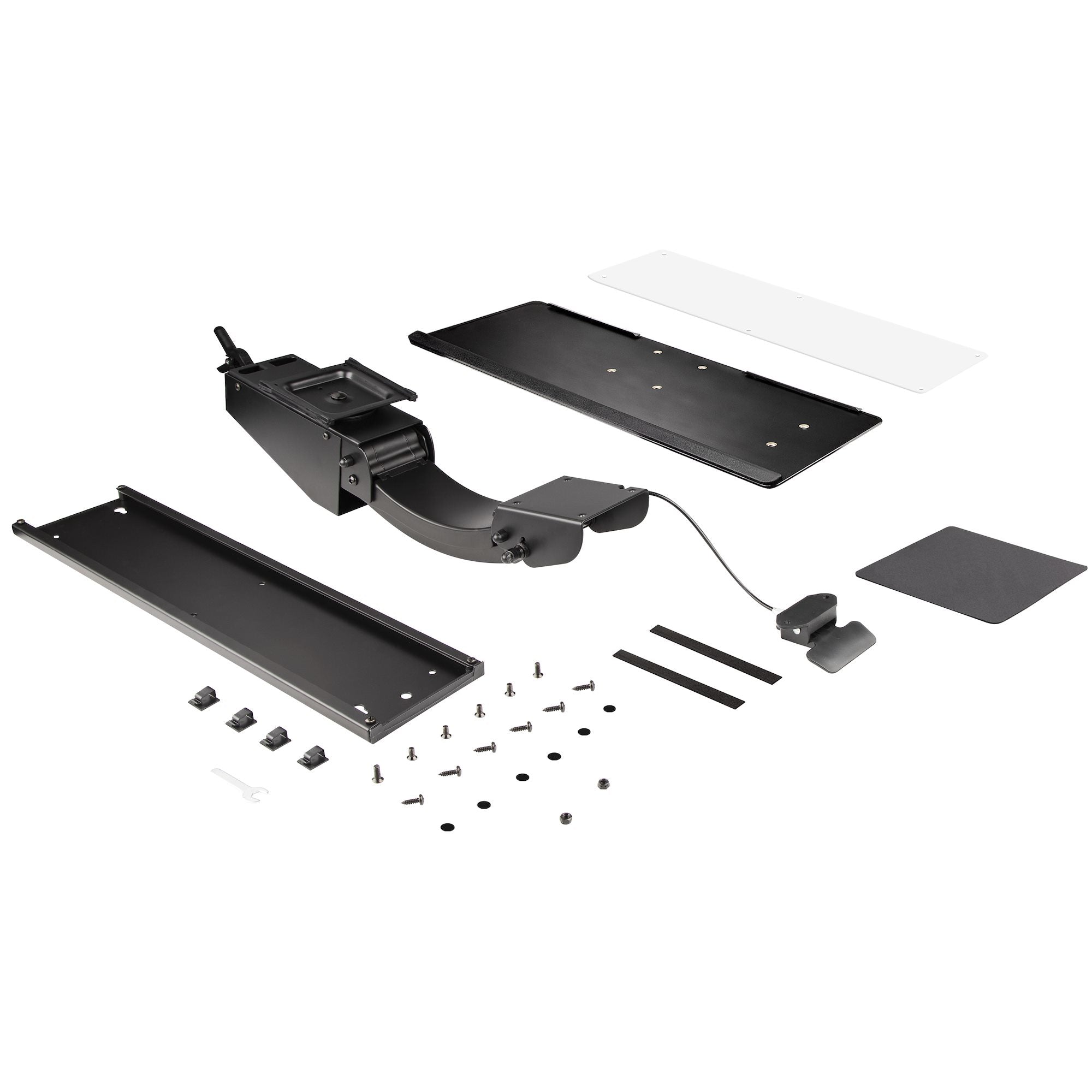 StarTech.com Support Clavier Coulissant sous Bureau - Tablette Clavier et Souris Ajustable en Hauteur - Mouvement Complet - 25 x 66cm - Porte Clavier avec Tapis Repose-Poignets Souris