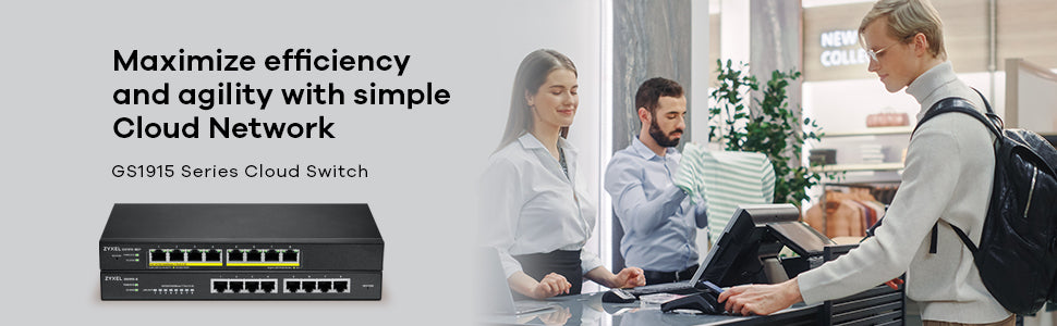 Zyxel GS1915-8EP Géré L2 Gigabit Ethernet (10/100/1000) Connexion Ethernet, supportant l'alimentation via ce port (PoE) Noir