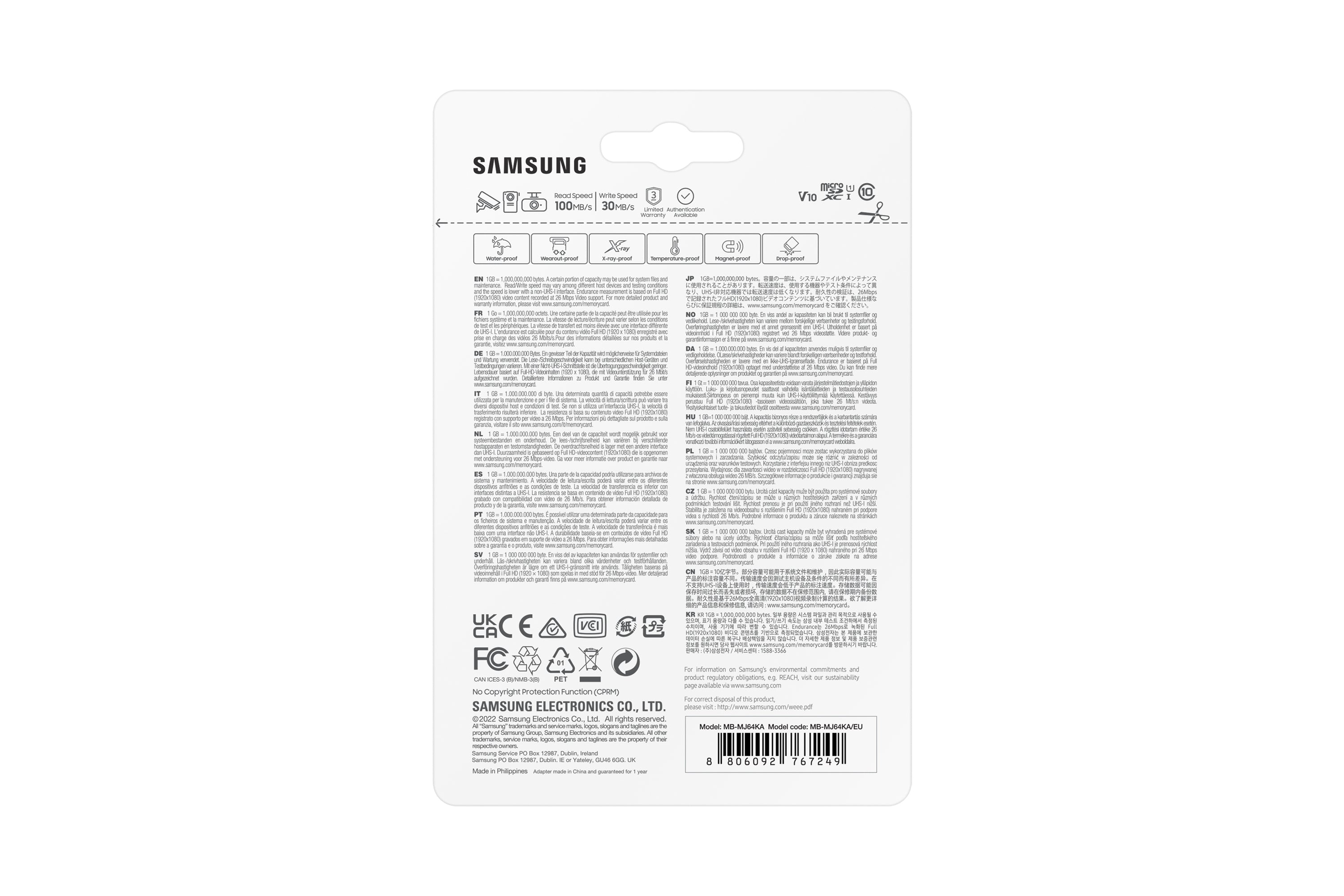 Samsung MB-MJ64K 64 Go MicroSDXC UHS-I Classe 10