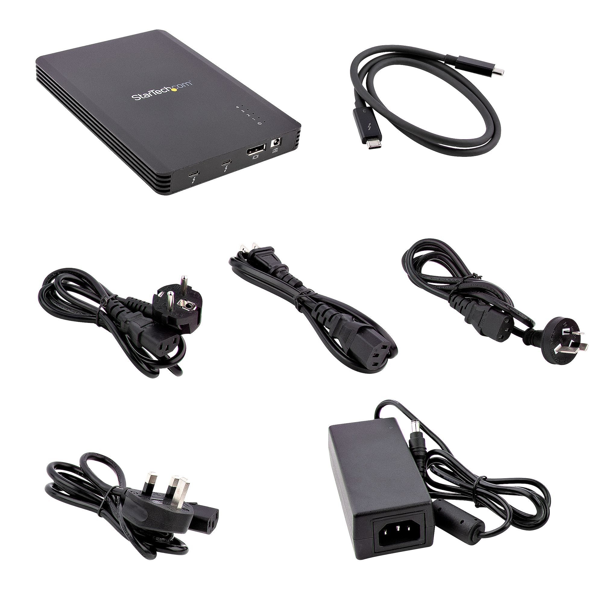 StarTech.com Boîtier SSD M.2 NVMe Thunderbolt 3 à 4 Baies - Boîtier Disque Dur Externe 1 DisplayPort vidéo et 2 Ports TB3 Downstream - Boîtier pour Disque Dur - Boîtier SSD Externe, 40Gbps, Alimentation 72W