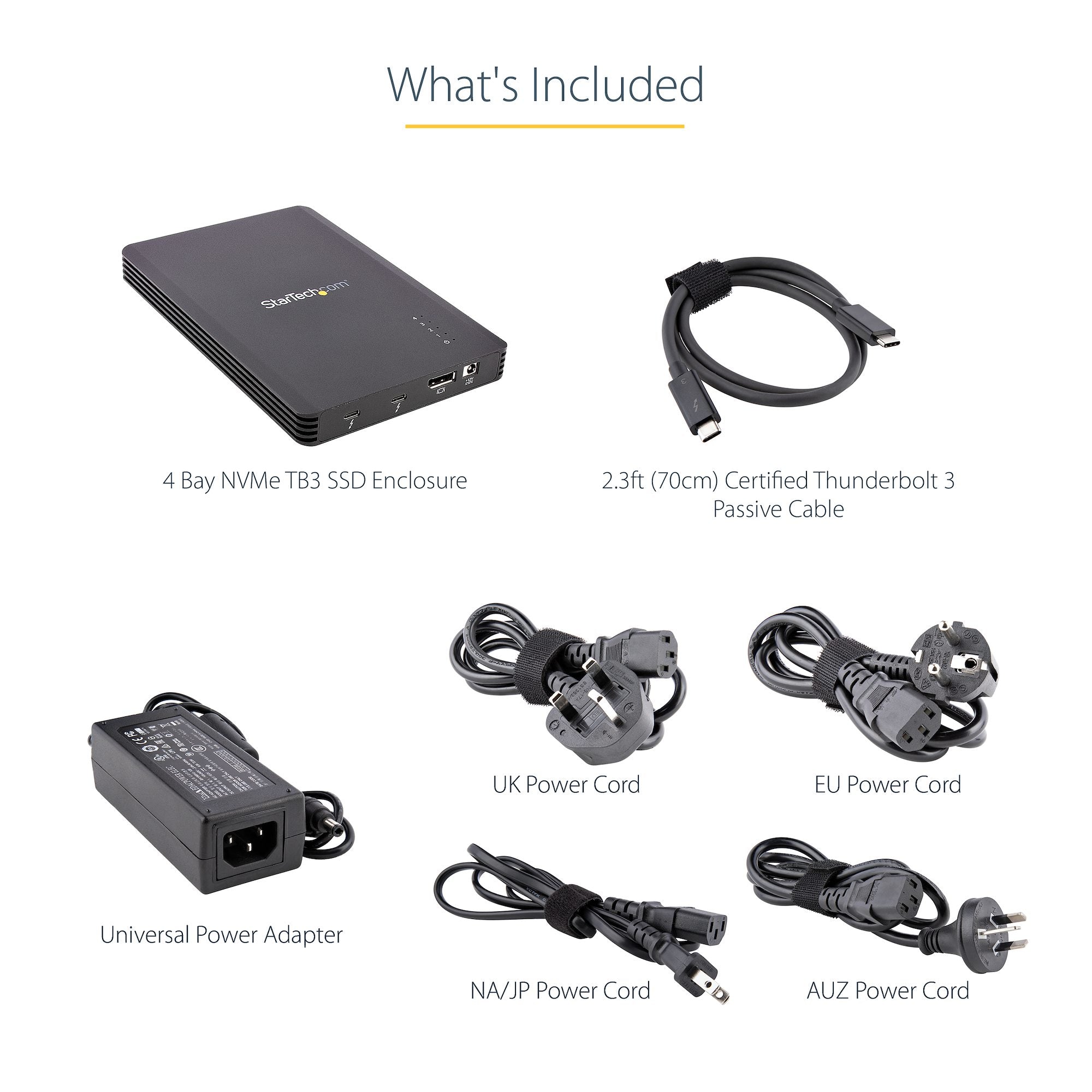 StarTech.com Boîtier SSD M.2 NVMe Thunderbolt 3 à 4 Baies - Boîtier Disque Dur Externe 1 DisplayPort vidéo et 2 Ports TB3 Downstream - Boîtier pour Disque Dur - Boîtier SSD Externe, 40Gbps, Alimentation 72W