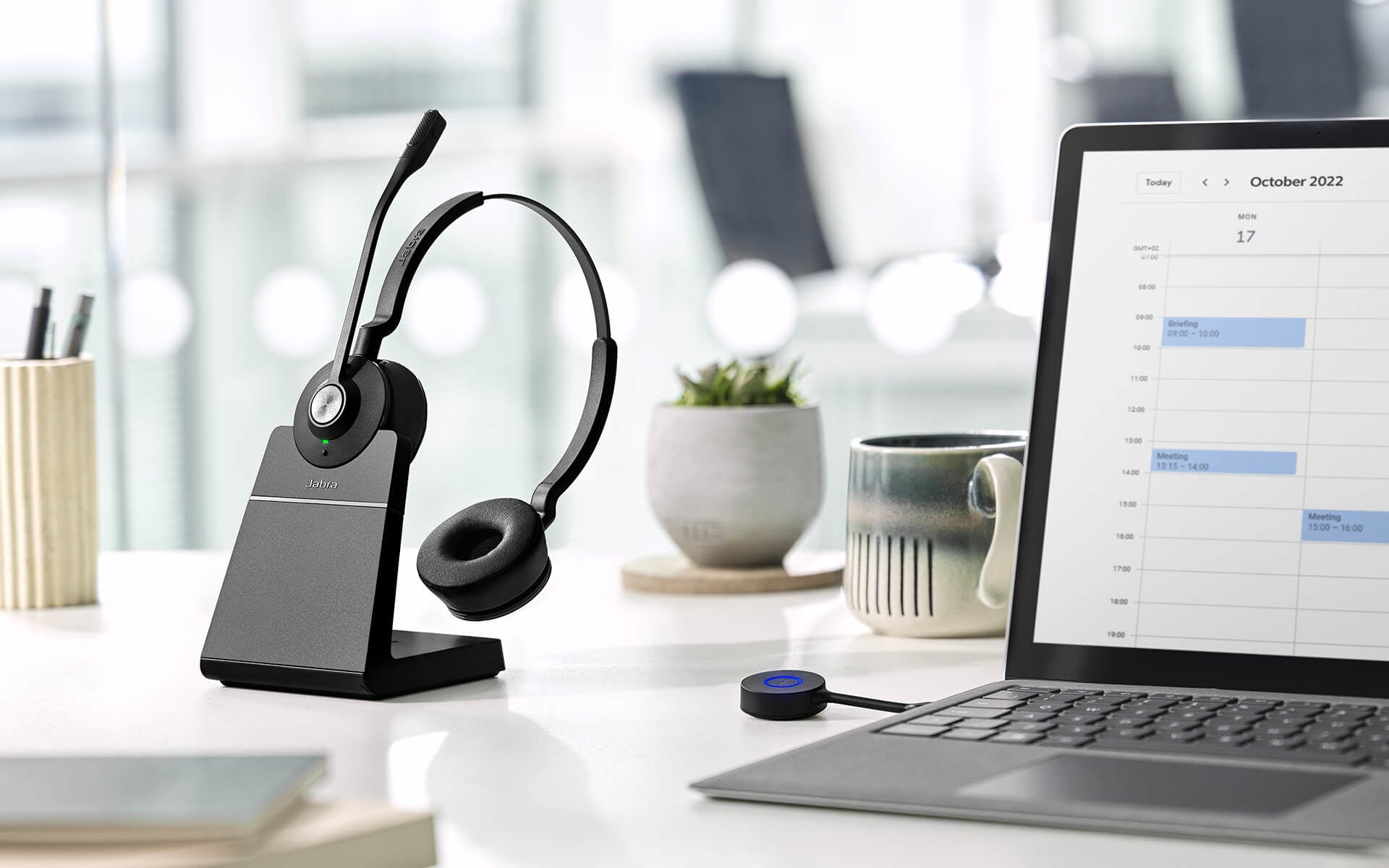 Jabra Engage 55 MS Stereo Casque Sans fil Arceau Bureau/Centre d'appels USB Type-A Noir