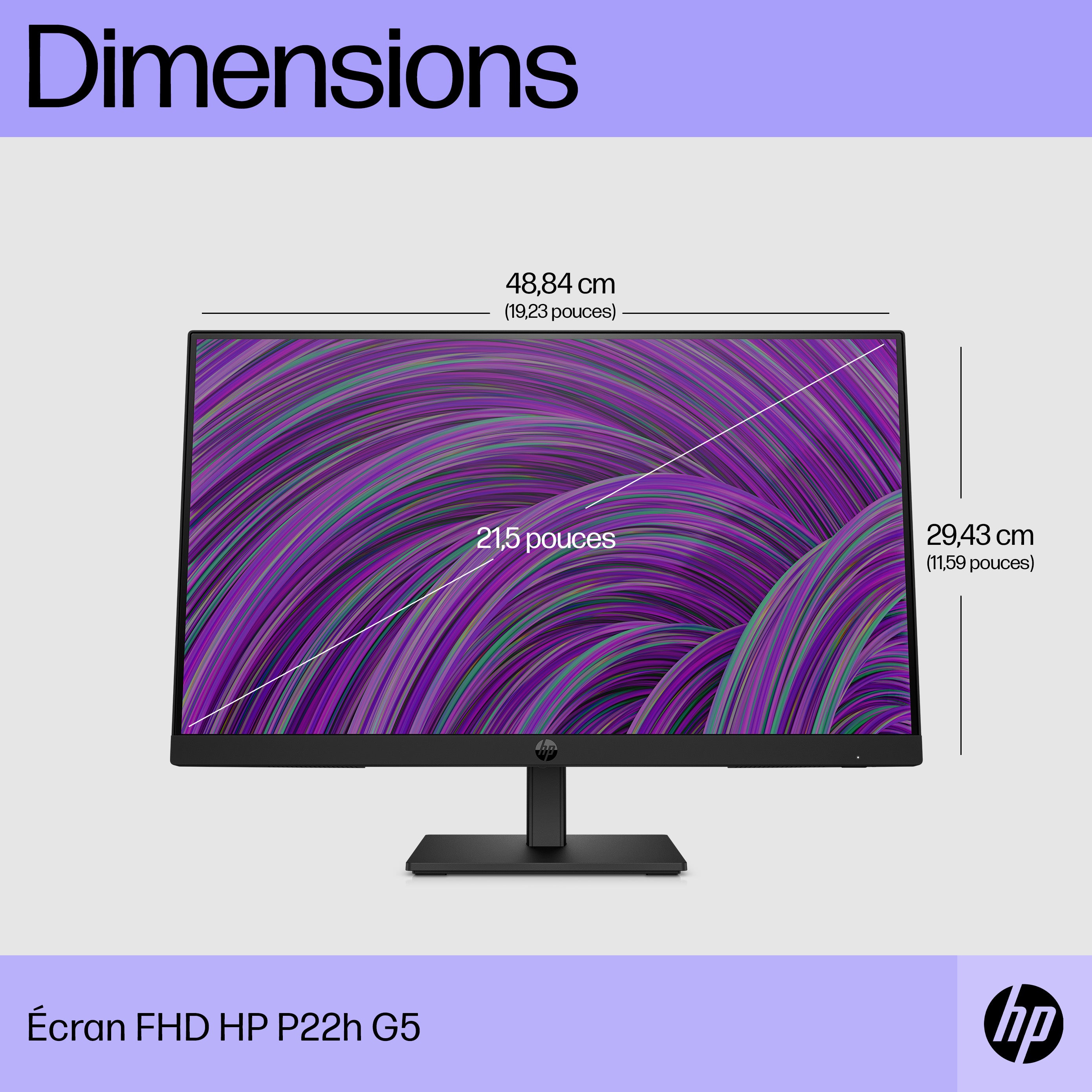 HP P22h G5 écran plat de PC 54,6 cm (21.5") 1920 x 1080 pixels Full HD Noir