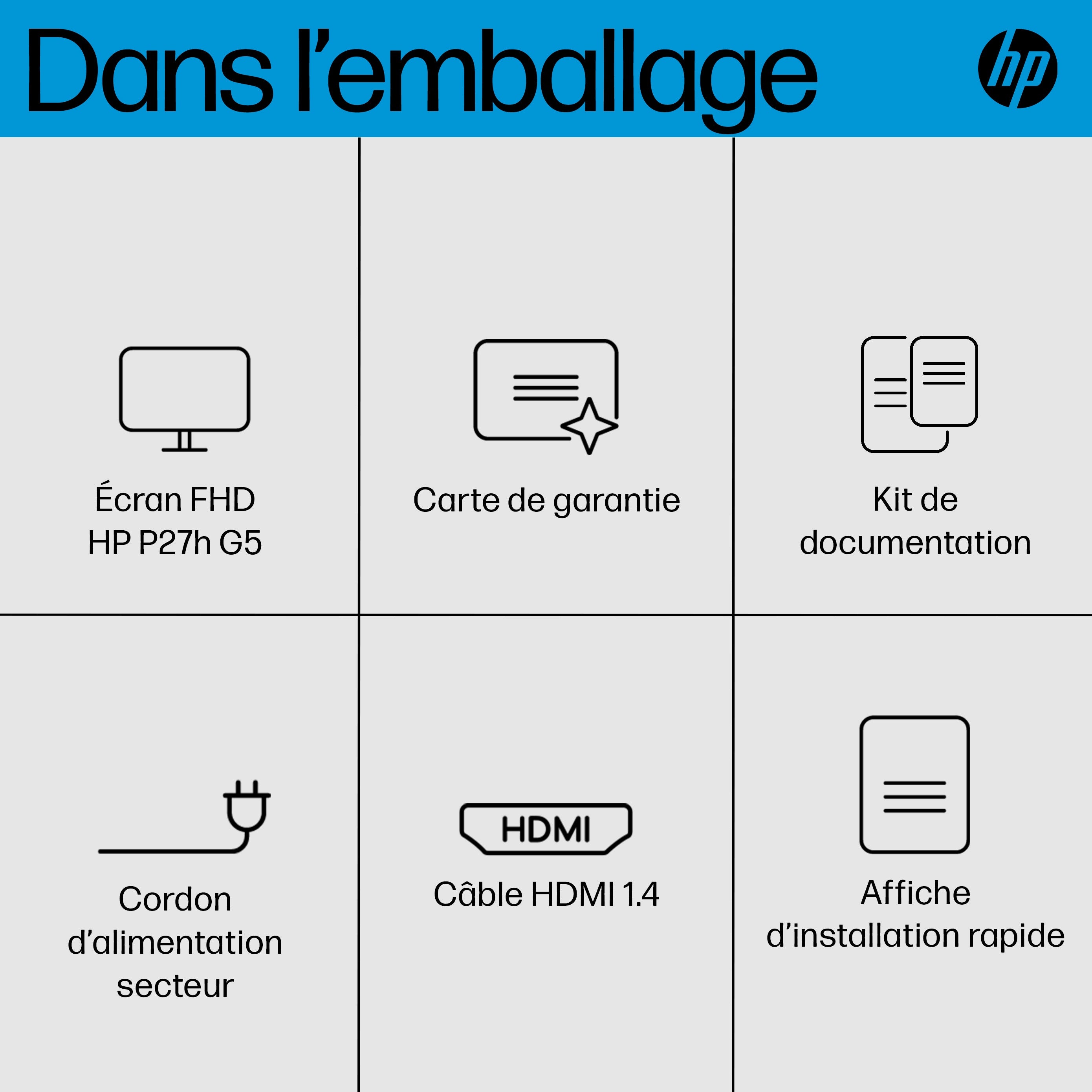 HP P27h G5 écran plat de PC 68,6 cm (27") 1920 x 1080 pixels Full HD Noir