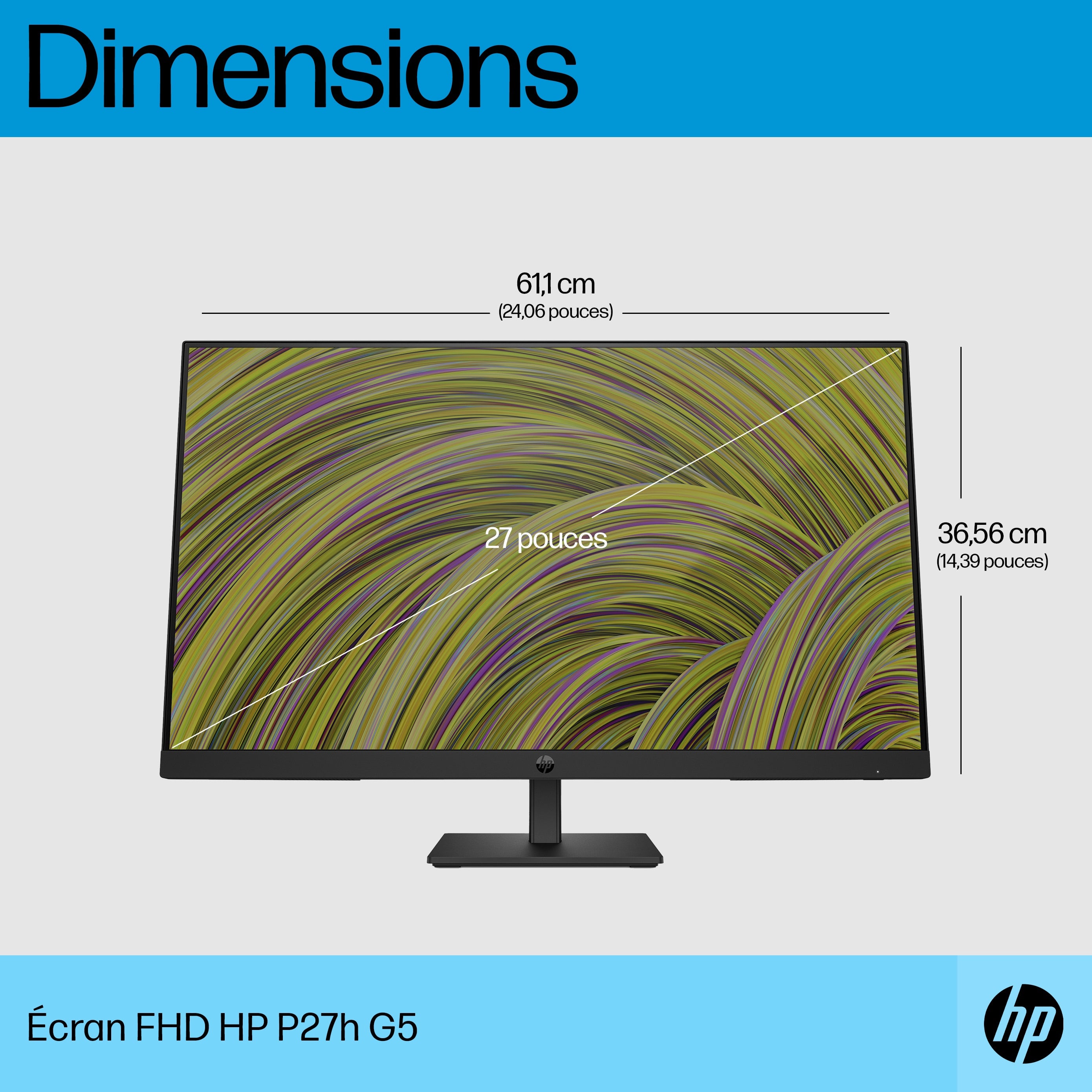 HP P27h G5 écran plat de PC 68,6 cm (27") 1920 x 1080 pixels Full HD Noir