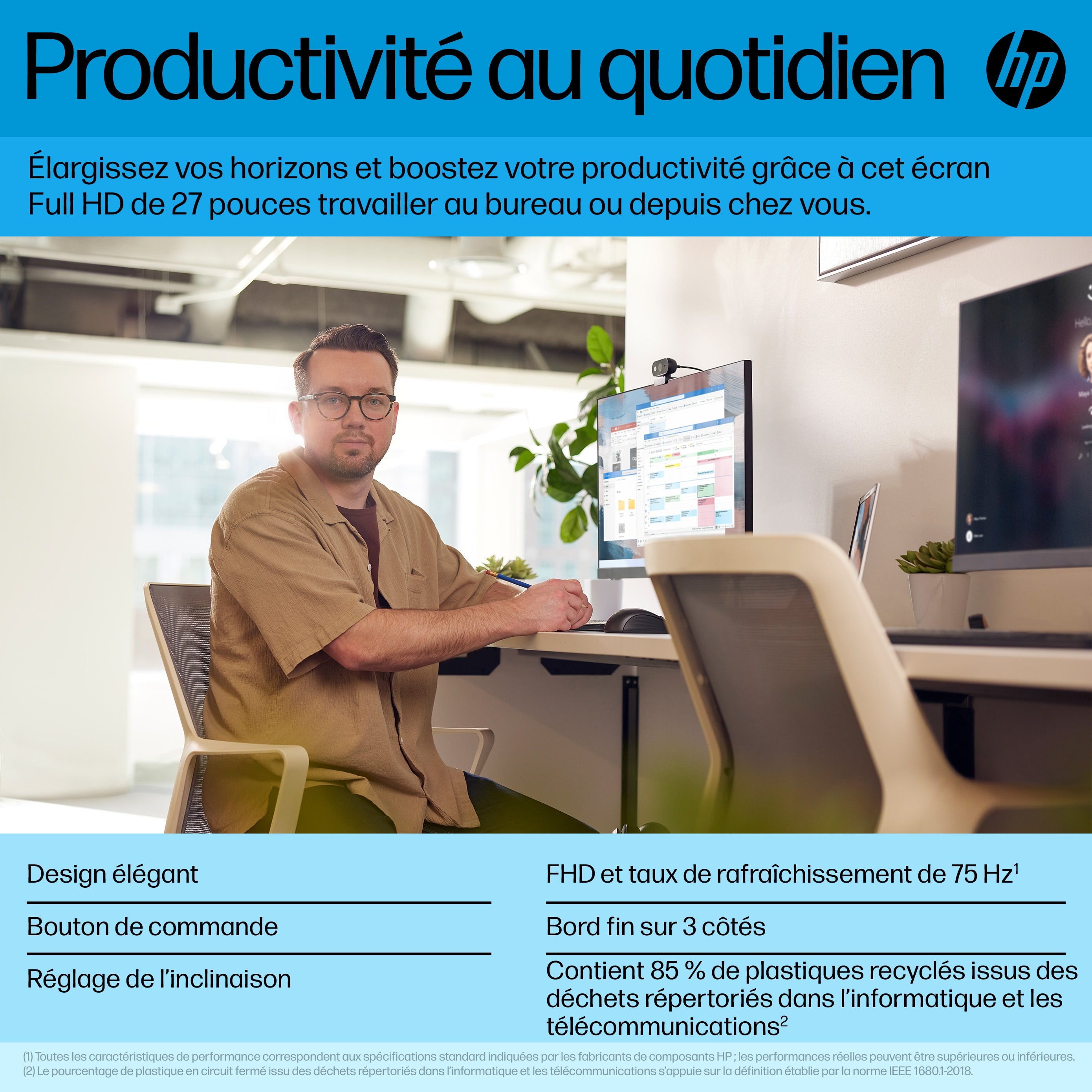 HP P27h G5 écran plat de PC 68,6 cm (27") 1920 x 1080 pixels Full HD Noir
