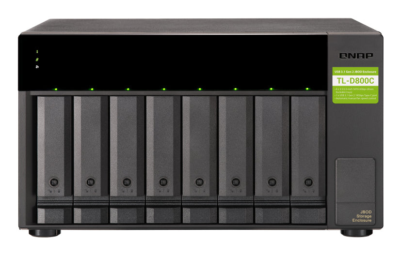 QNAP TL-D800C Boîtier de disques de stockage Boîtier disque dur/SSD Noir, Gris 2.5/3.5"