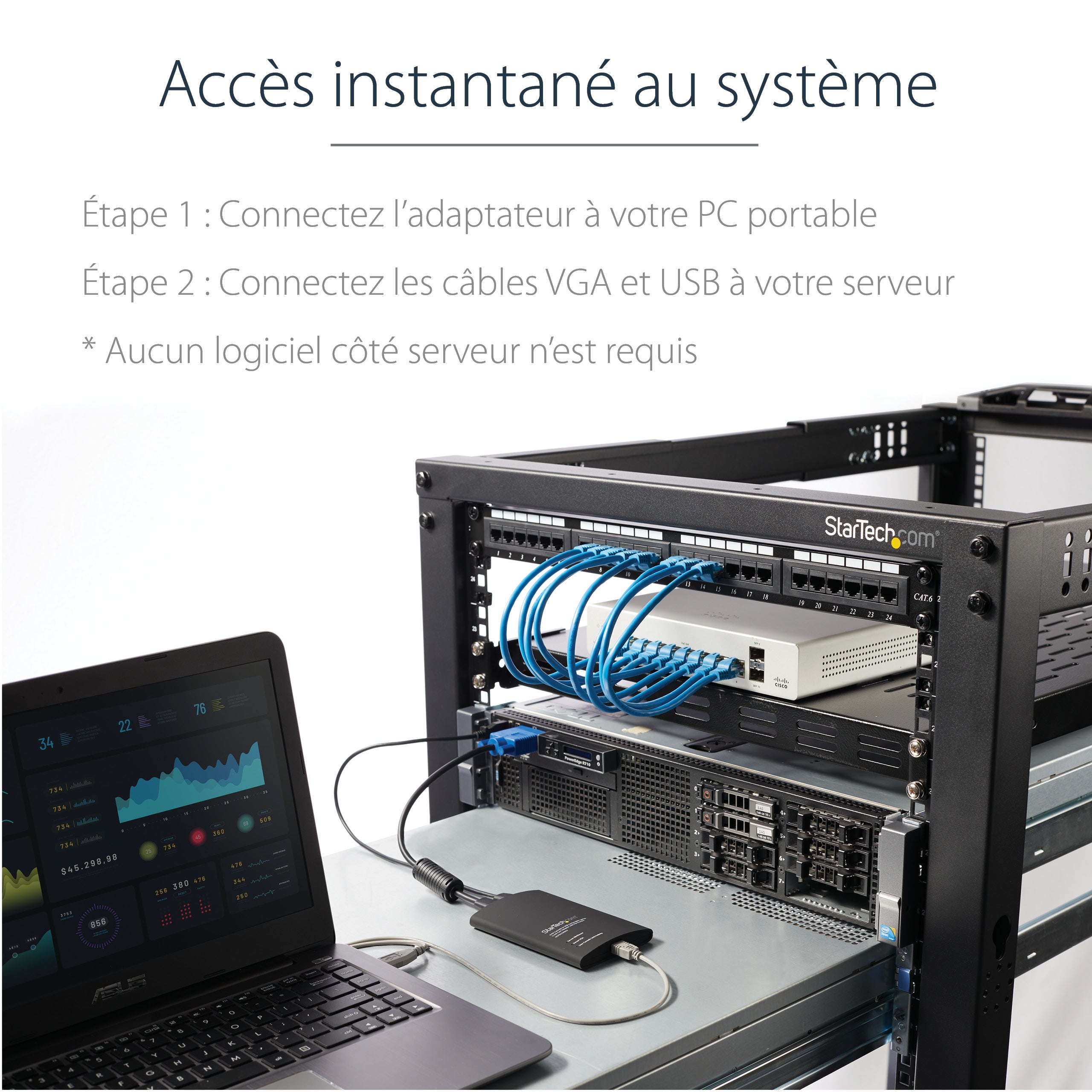 StarTech.com Adaptateur Crash Cart USB - Adaptateur Crash Cart KVM USB pour Ordinateur Portable - Crash Cart de Salle de Serveurs - Datacenter Crash Cart - Crash Cart Informatique