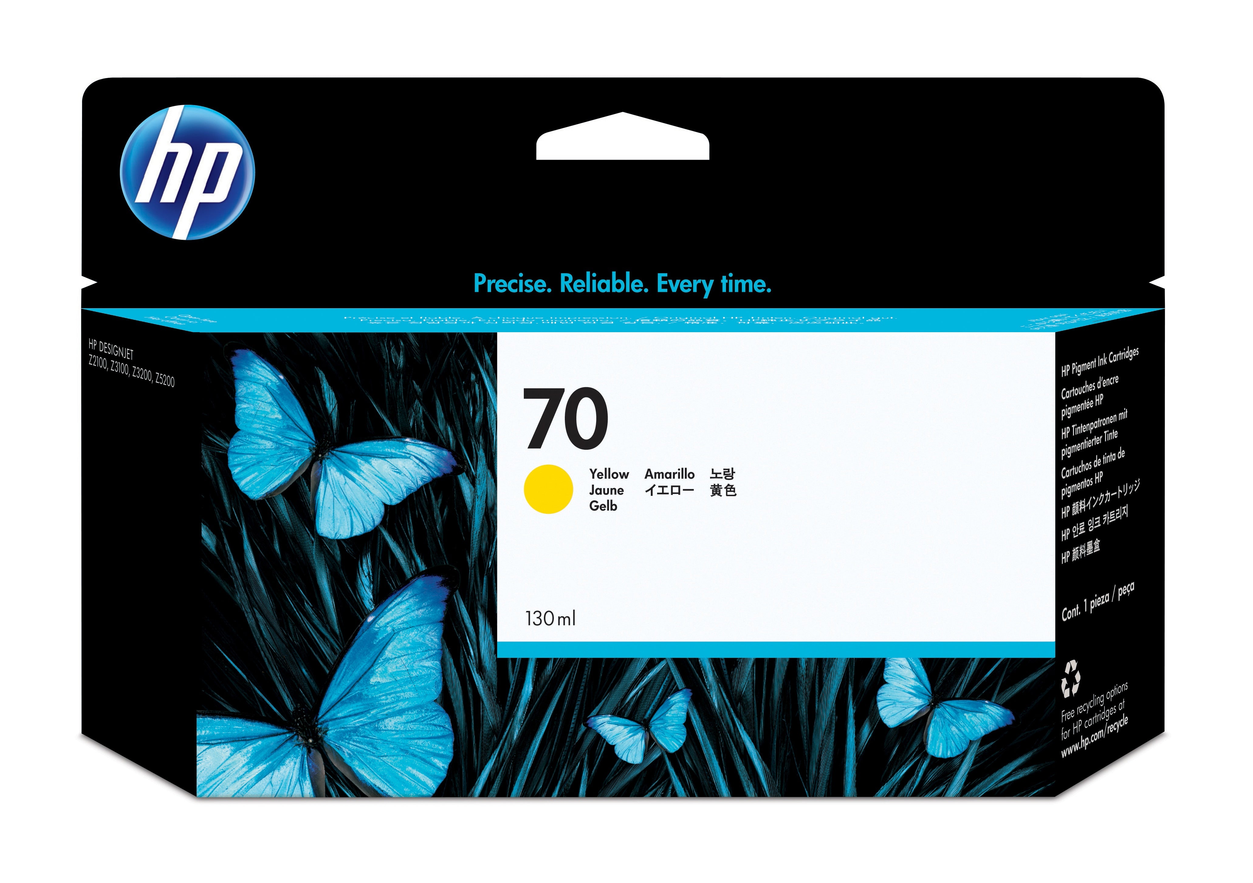HP 70 cartouche d'encre DesignJet jaune, 130 ml