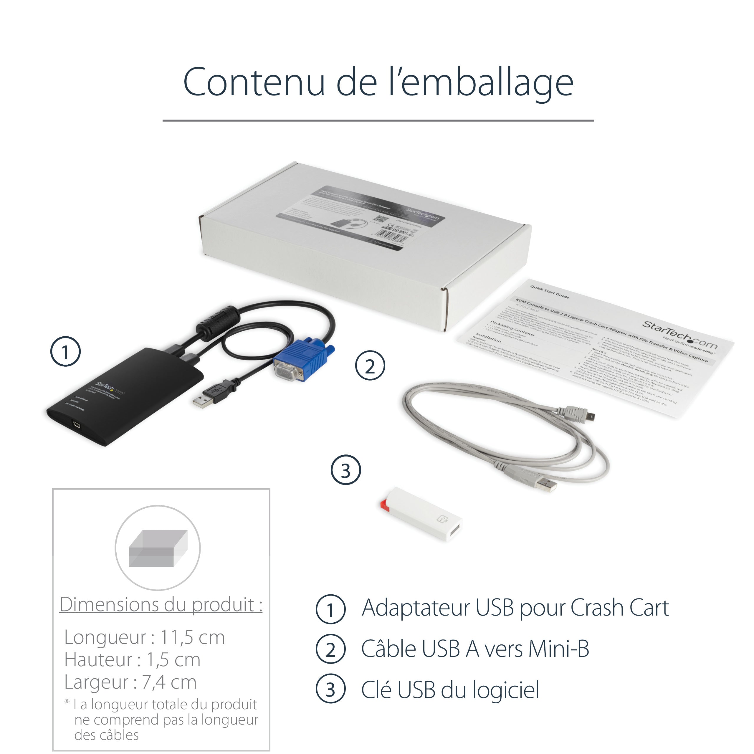 StarTech.com Adaptateur Crash Cart USB - Adaptateur Crash Cart KVM USB pour Ordinateur Portable - Crash Cart de Salle de Serveurs - Datacenter Crash Cart - Crash Cart Informatique