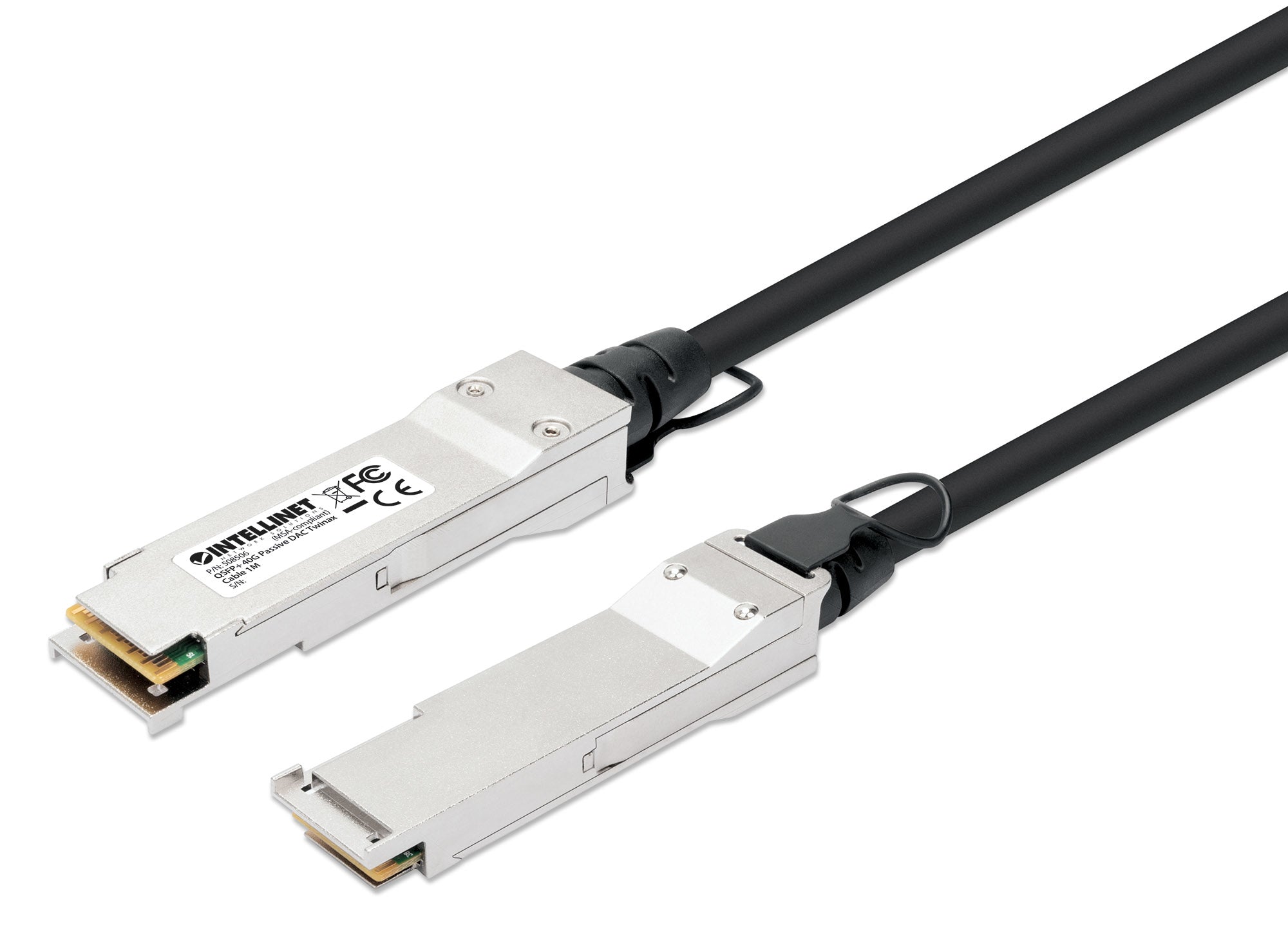 Intellinet 508506 câble InfiniBand et à fibres optiques 1 m QSFP+ Noir, Argent