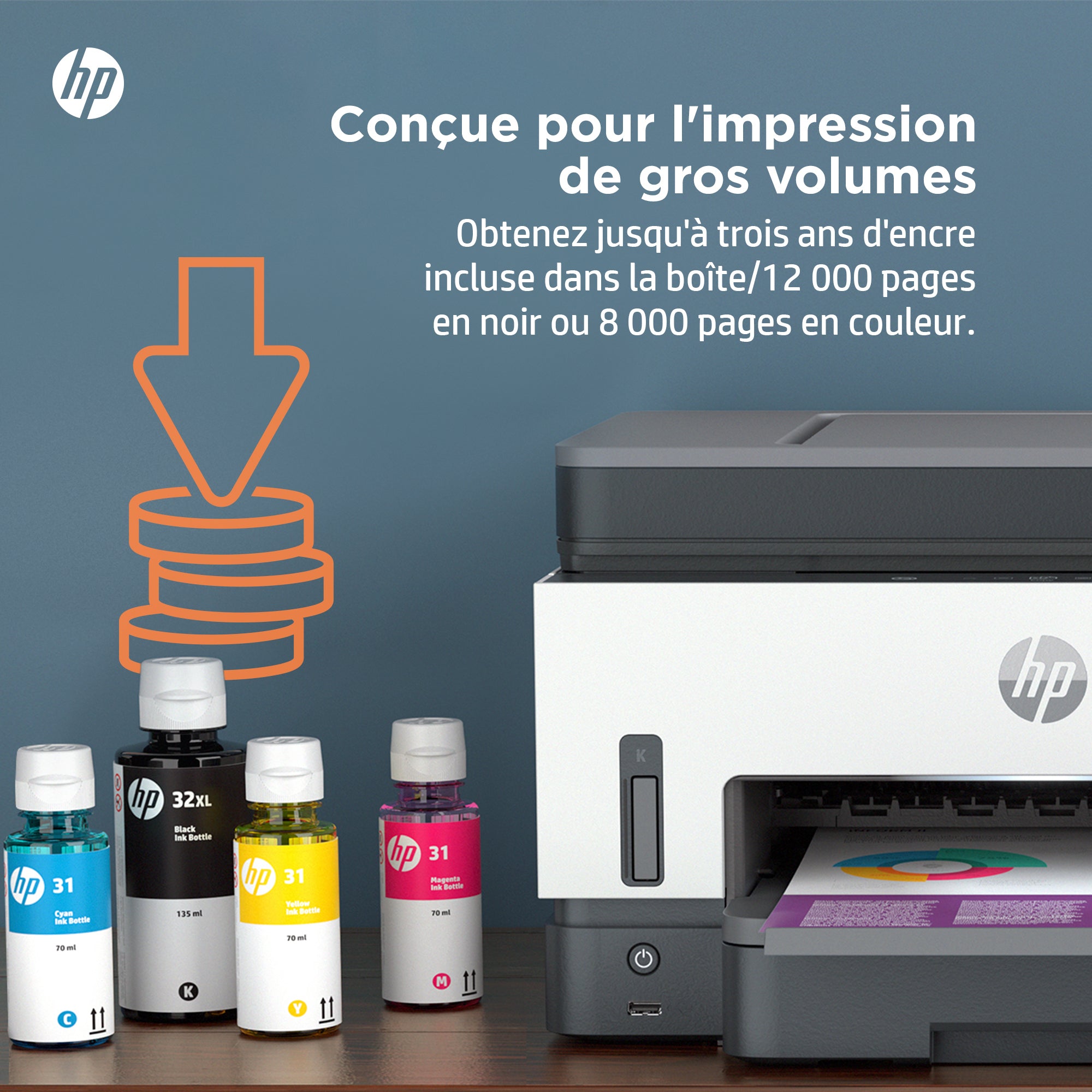 HP Smart Tank 7605 Sans fil All-in-One Couleur Imprimante, Impression recto-verso; copieur, scanner