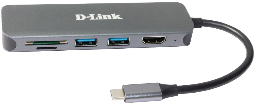 D-Link Hub USB-C 6-en-1 avec HDMI/lecteur de carte/alimentation DUB-2327