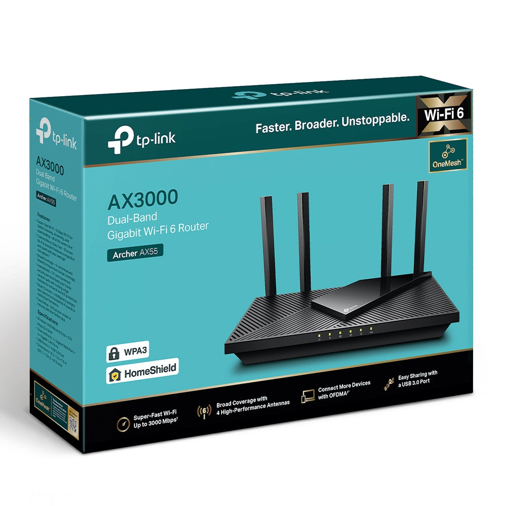 TP-Link Archer AX55 routeur sans fil Gigabit Ethernet Bi-bande (2,4 GHz / 5 GHz) Noir