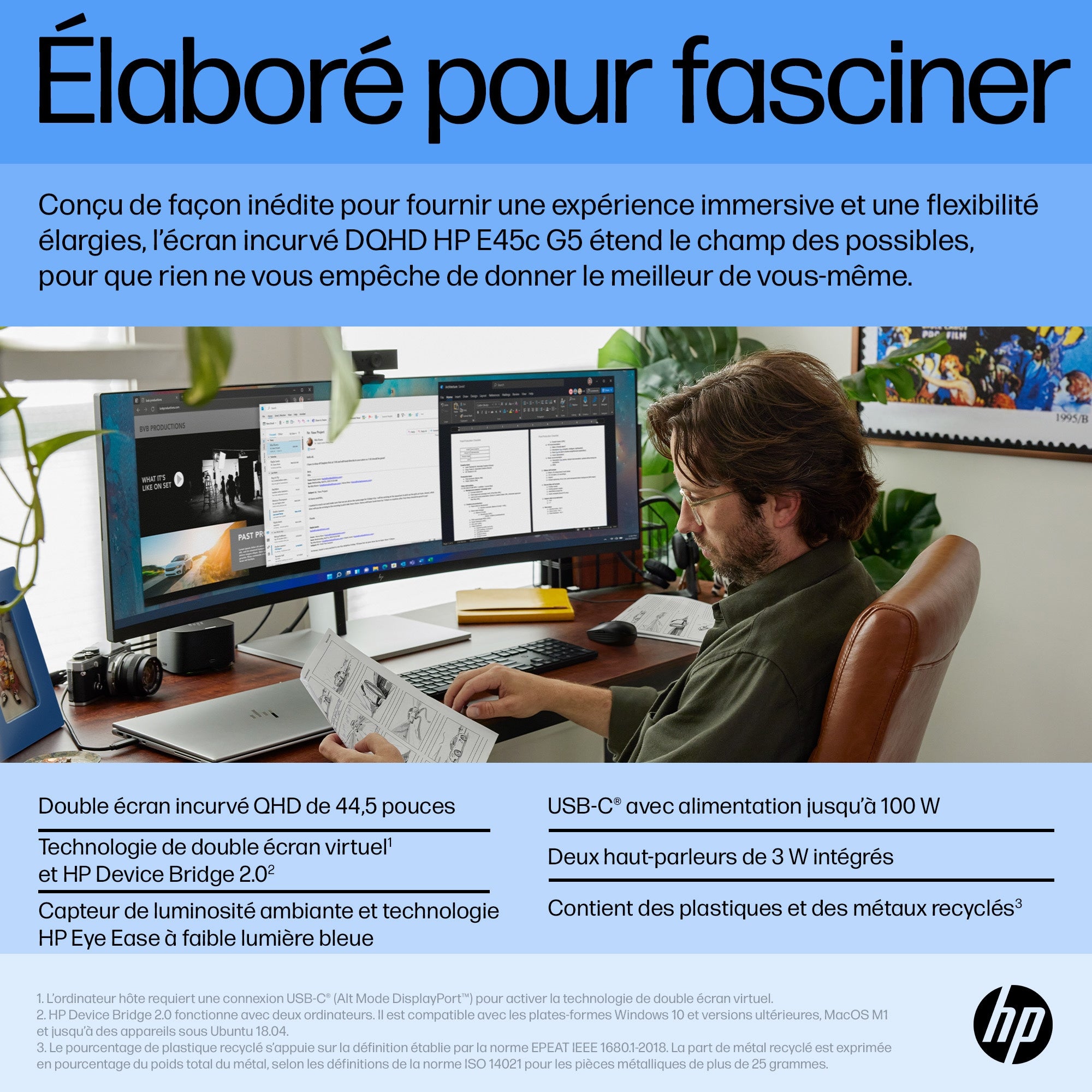 HP Écran incurvé DQHD E45c G5