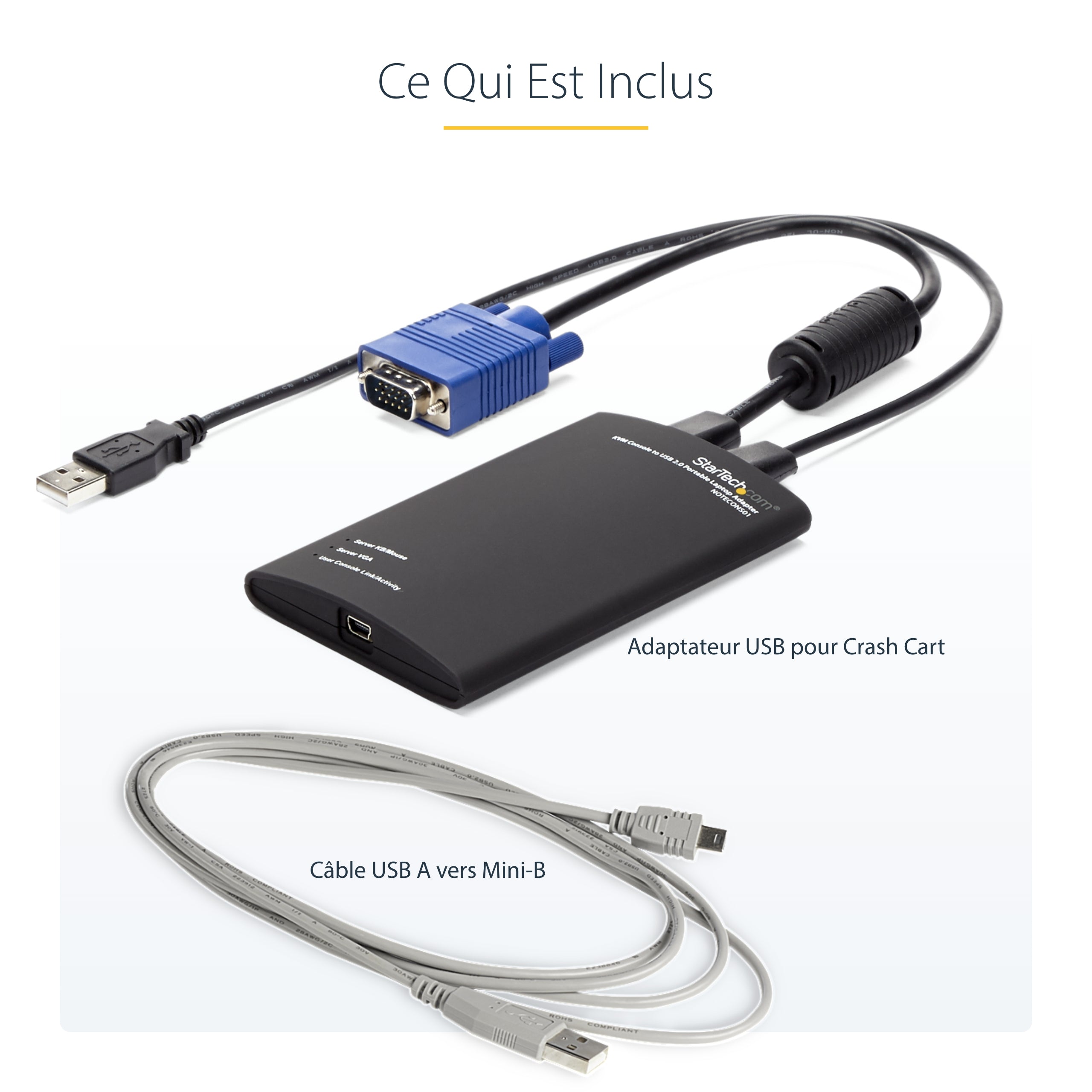 StarTech.com Adaptateur crash cart pour PC portable - Console KVM vers USB 2.0