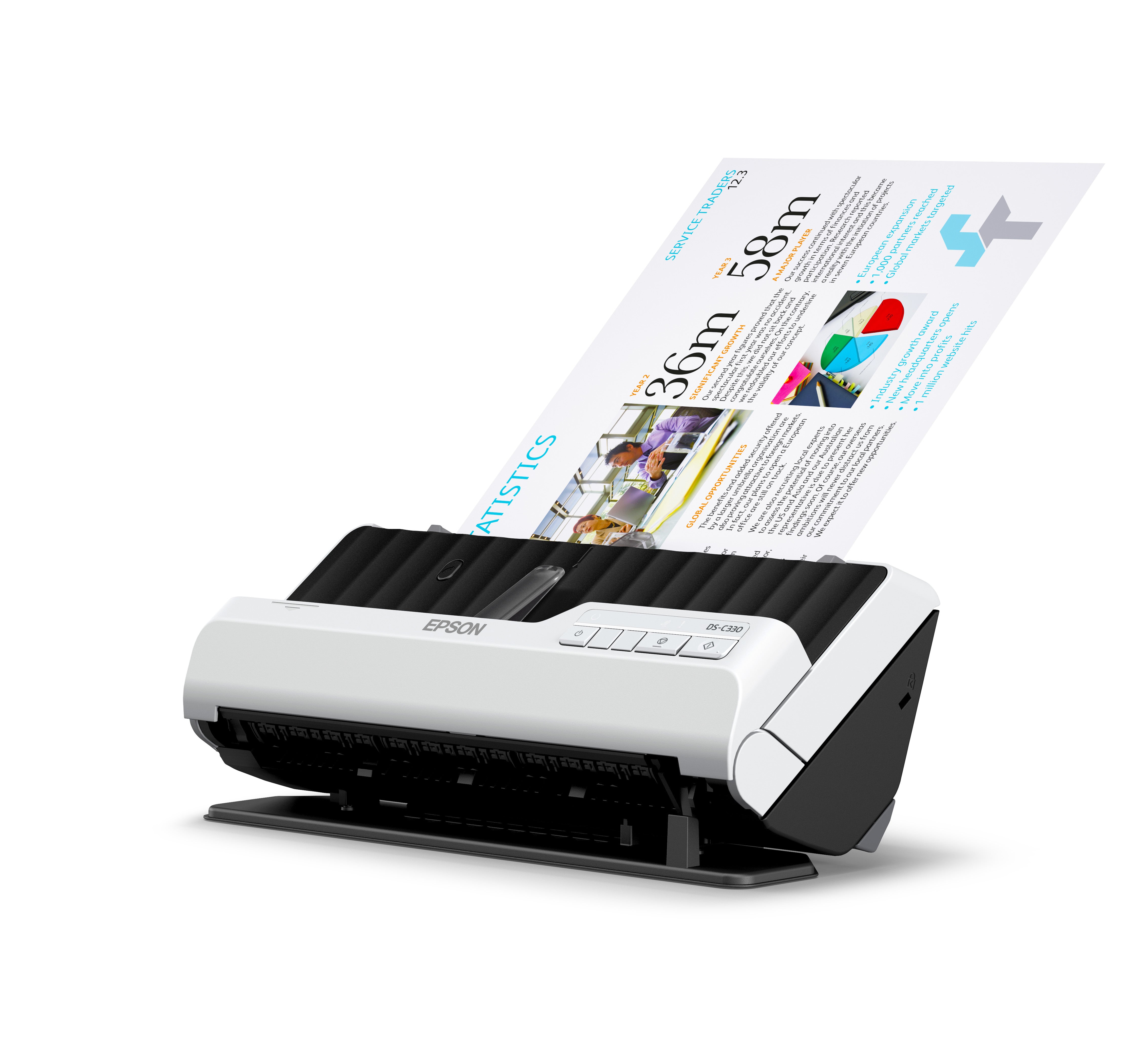 Epson DS-C330 Chargeur automatique de documents + Scanner à feuille 600 x 600 DPI A4 Noir, Blanc