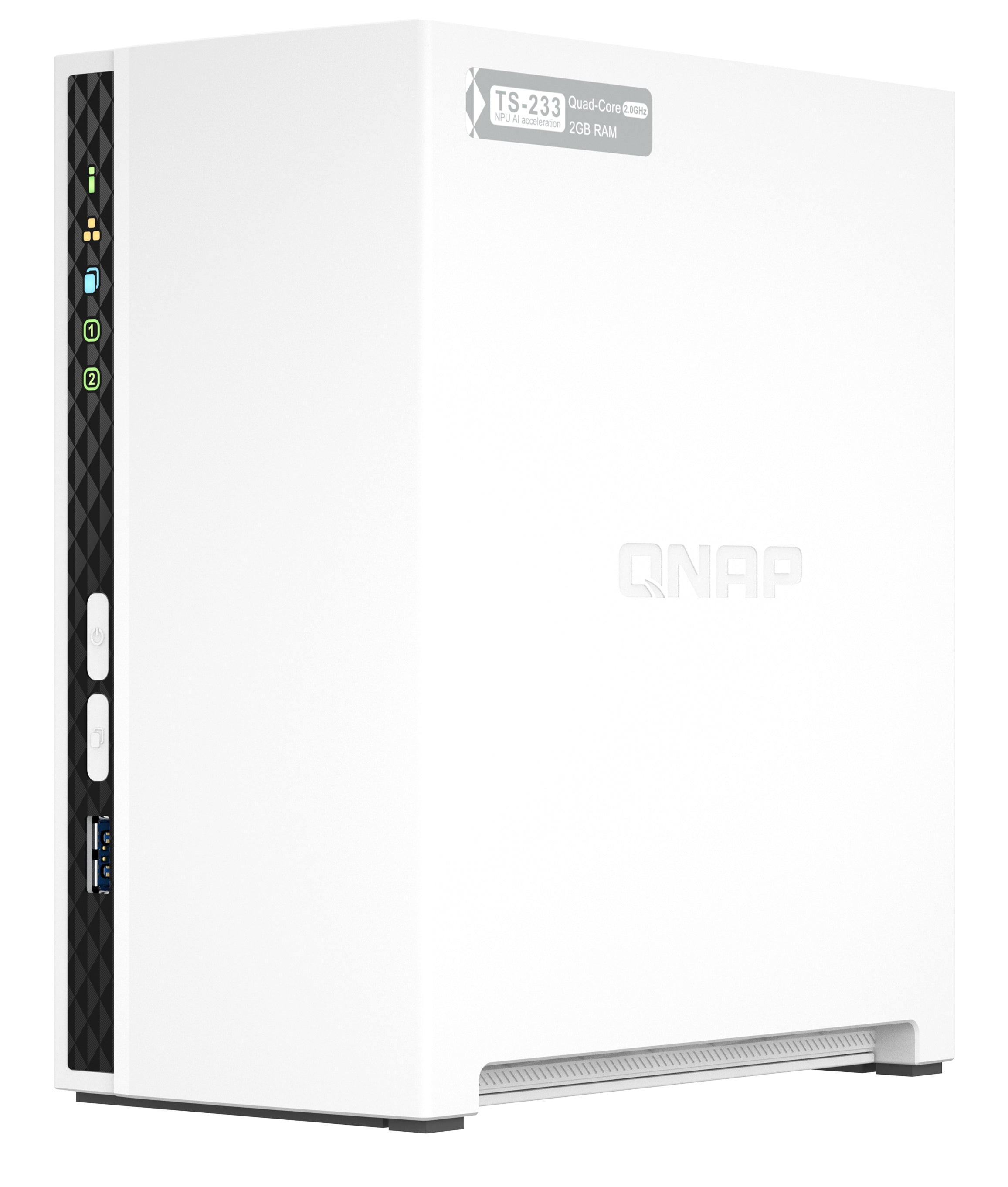 QNAP TS-233 serveur de stockage NAS Tower ARM Cortex-A55 2 Go 0 To QNAP QTS Blanc