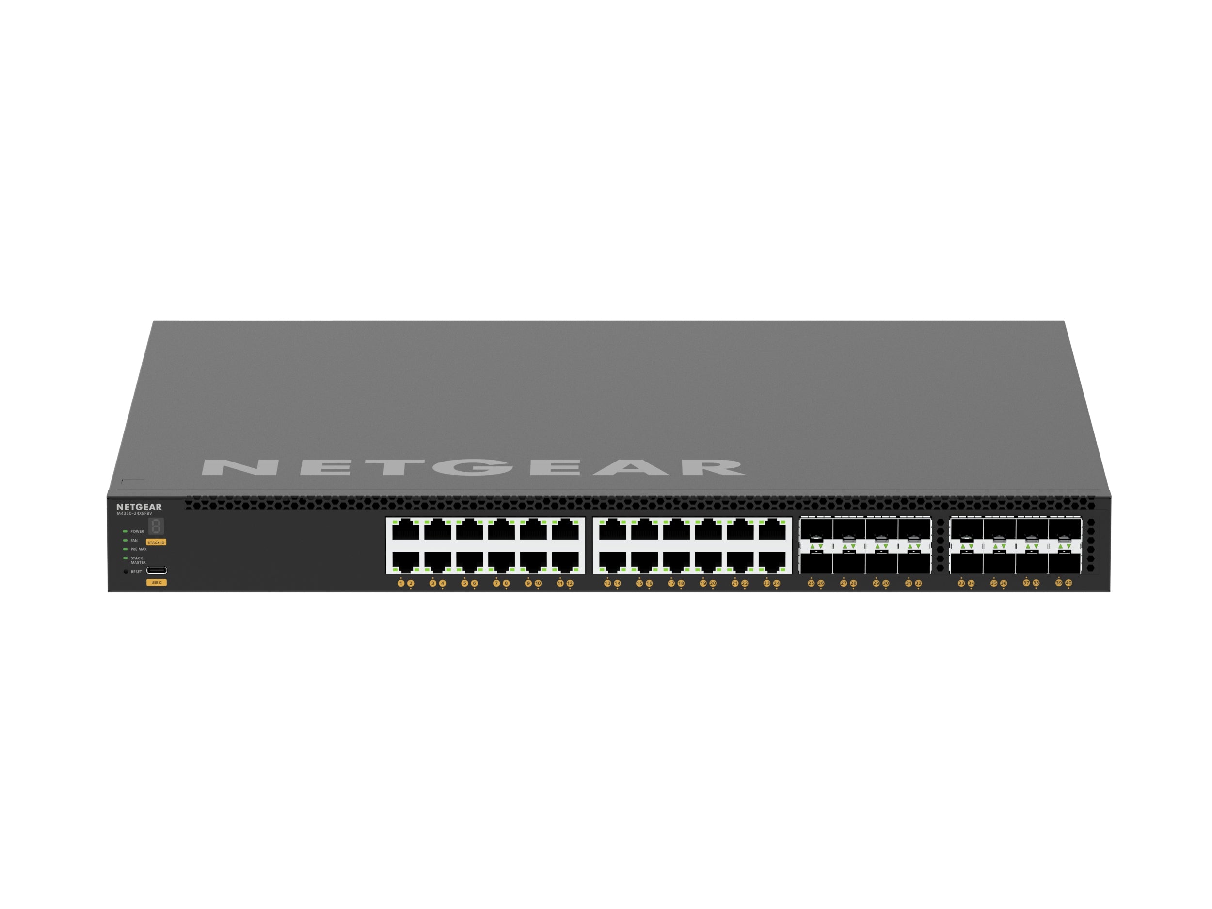 NETGEAR M4350-24X8F8V Géré L3 10G Ethernet (100/1000/10000) Connexion Ethernet, supportant l'alimentation via ce port (PoE) 1U Noir
