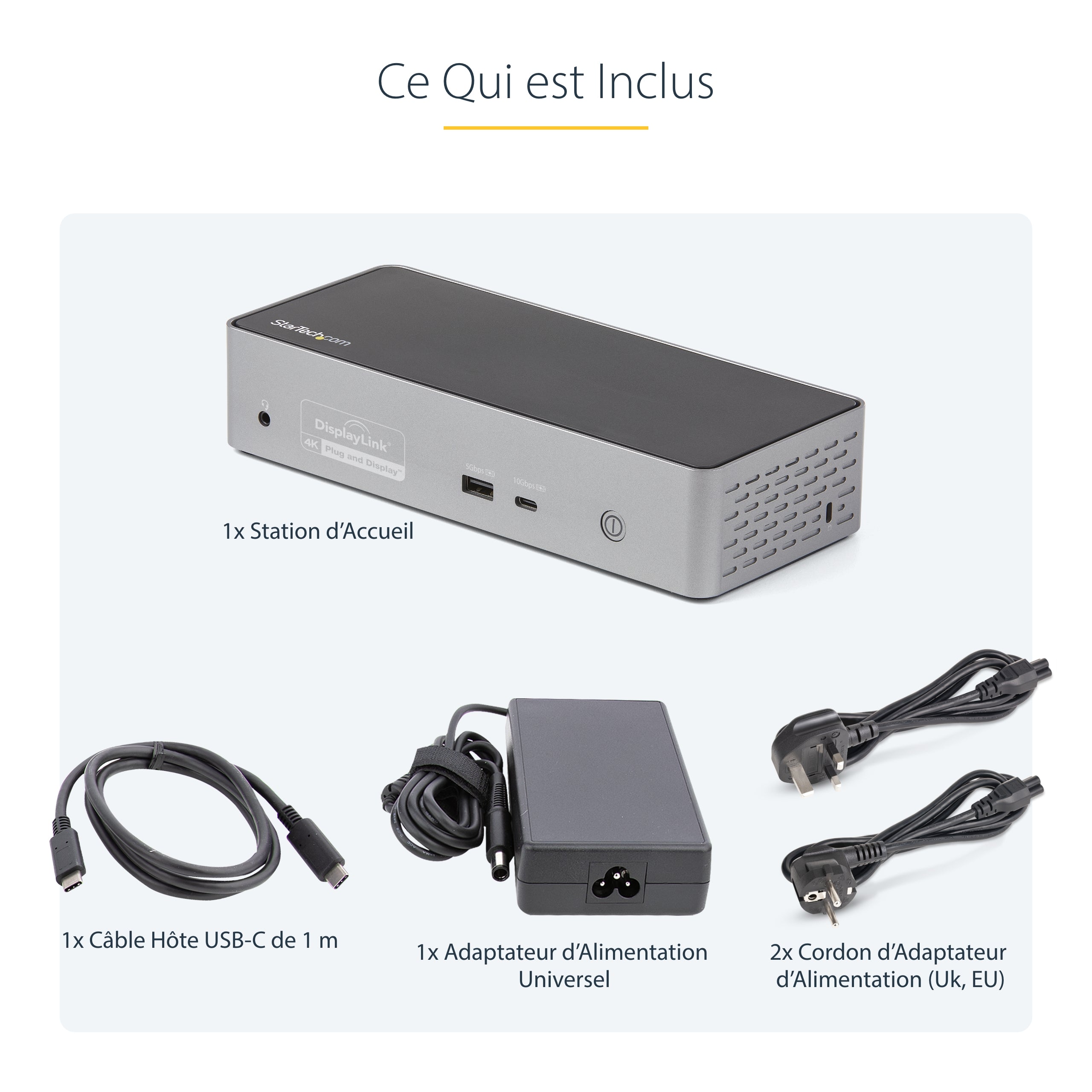 StarTech.com Dock USB-C - Mini Dock avec Hub USB-C HDMI avec 1x USB Type-C & 3x USB-A, Ethernet, Audio - Mini Docking Station USB-C HDMI DisplayPort pour 4 Écrans - Station d'Accueil Universelle USB-C