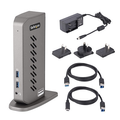 StarTech.com Dock USB-C USB-A - Station d'Accueil USB 3.0 Hybride Universelle pour PC Portable USB-C ou USB-A - Double Écran 4K 60Hz HDMI/DisplayPort - 6x USB-A, GbE - USB 3.1 Gen 1 - Windows/Mac