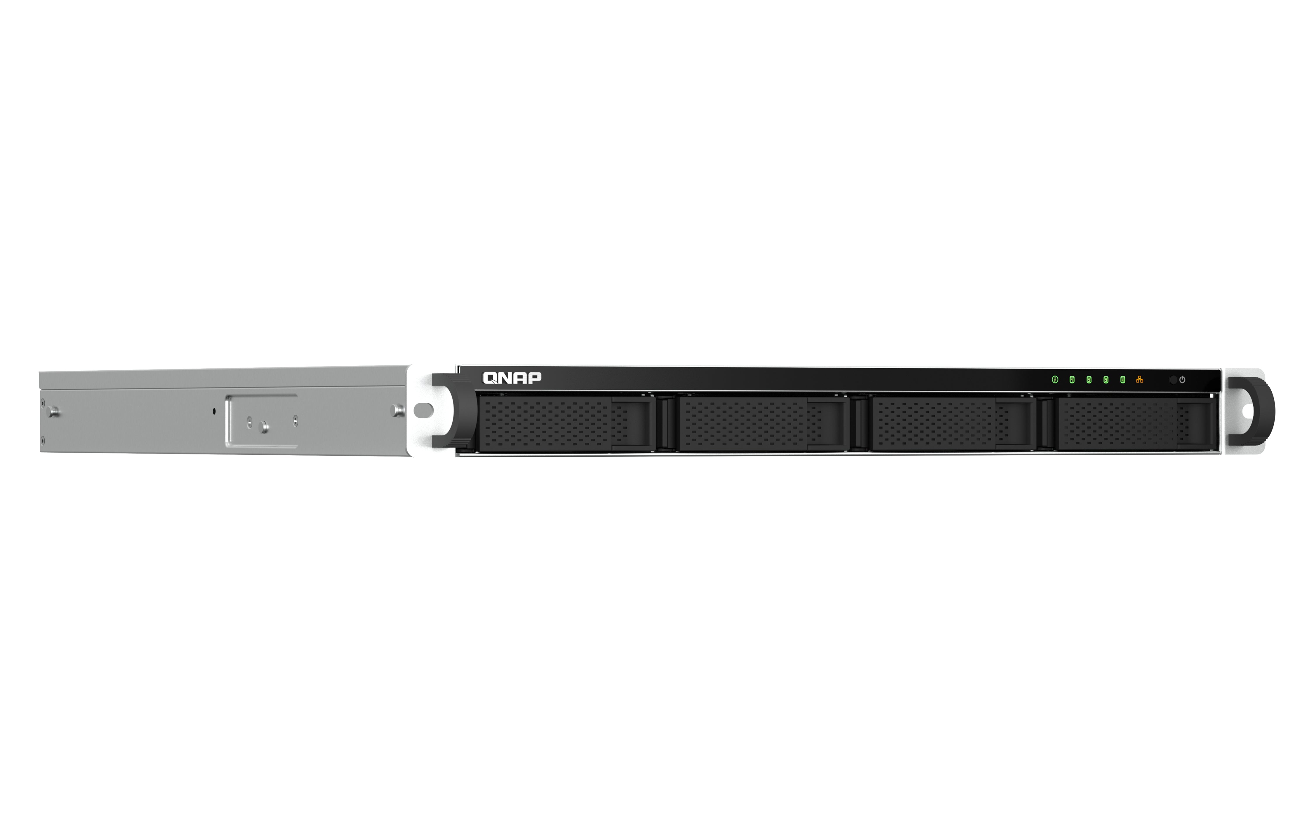 QNAP TS-464U-RP NAS Rack (1 U) Intel® Celeron® N5095 8 Go DDR4 0 To QNAP Turbo System Aluminium, Noir