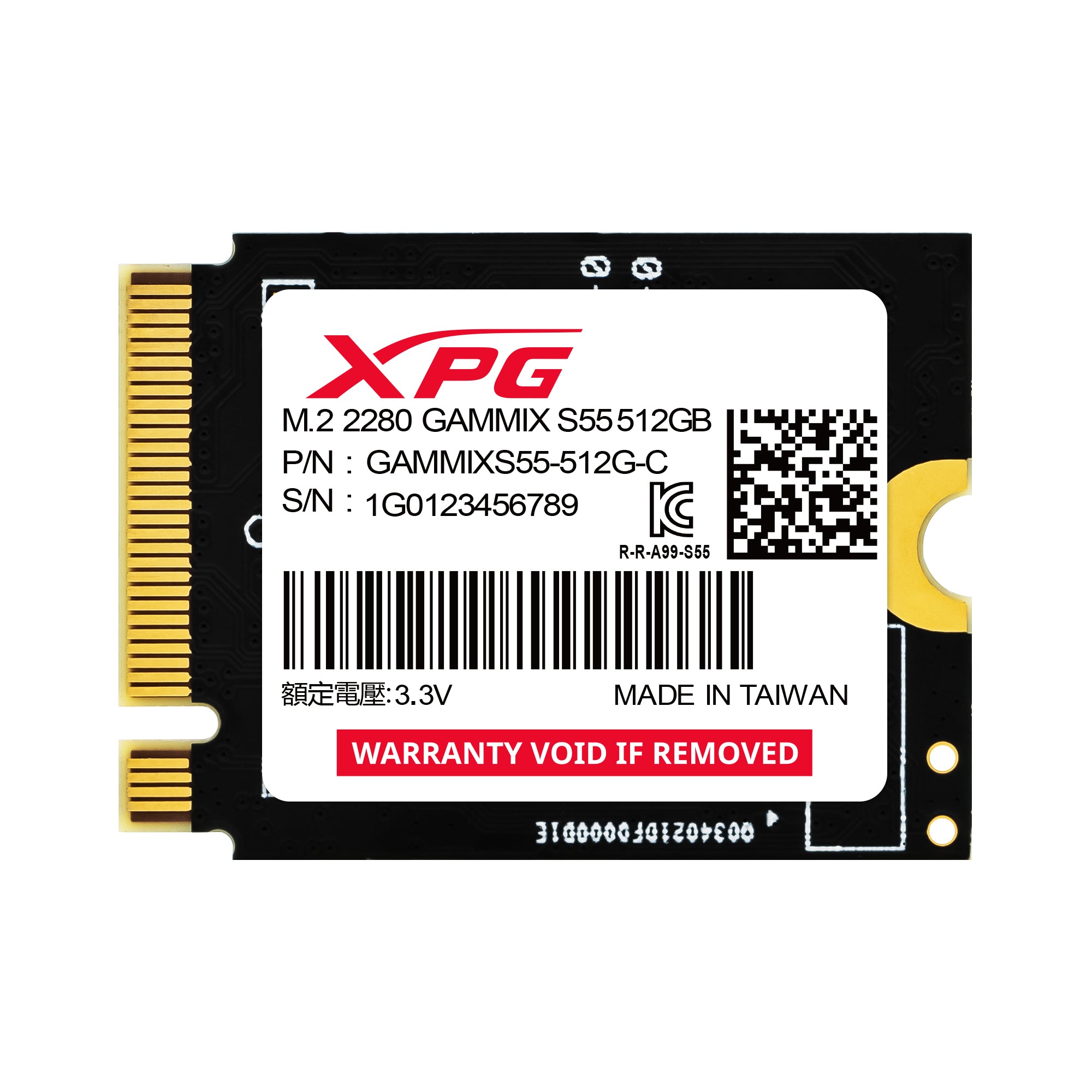 XPG SGAMMIXS55-512G-C disque SSD 512 Go M.2 PCI Express 4.0 NVMe 3D NAND